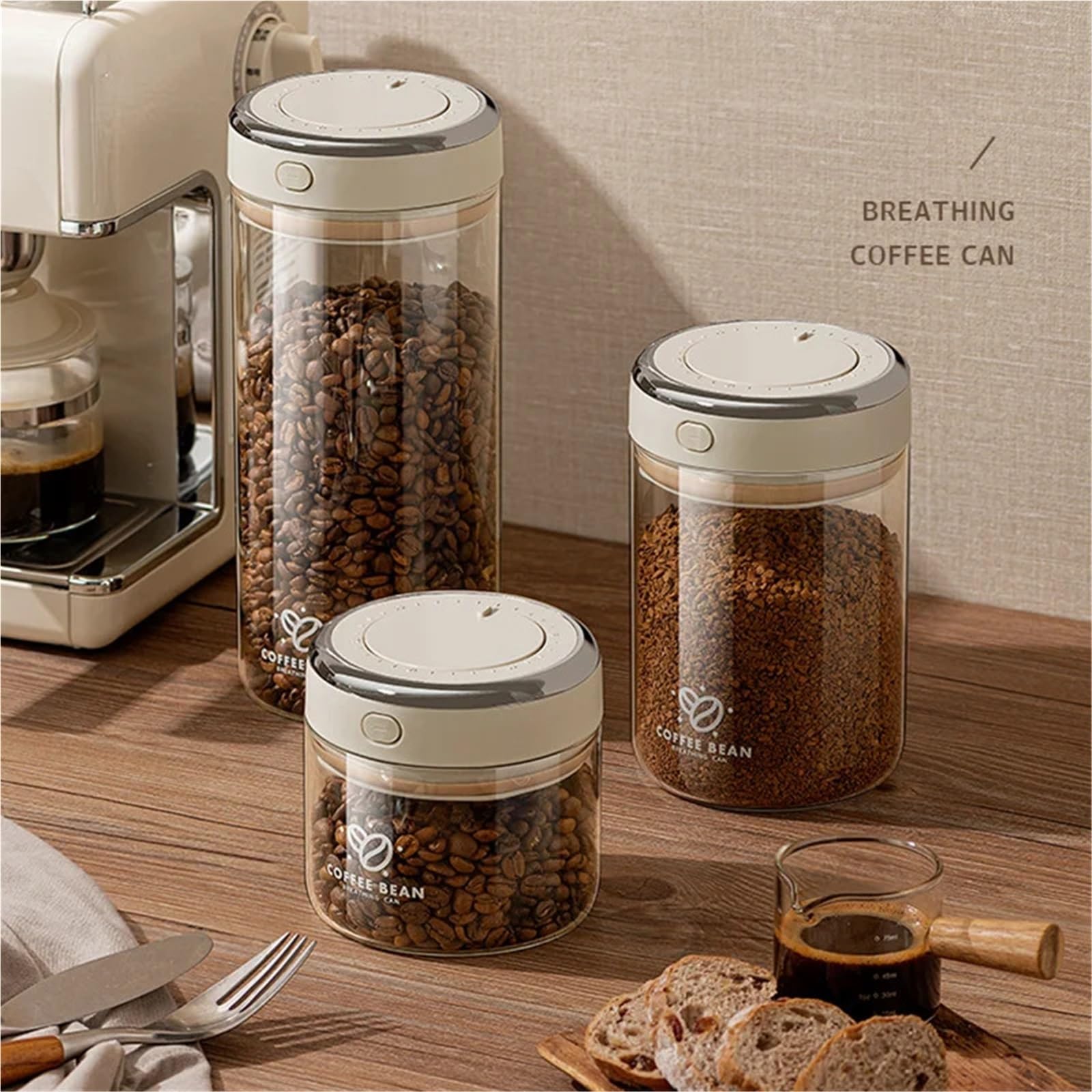 1 stücke Kaffee Bohnen Vakuum Versiegelt Tank Glas Lebensmittel Lagerung Gläser Haushalt Feuchtigkeit-beweis Luftdichten Behälter für Lebensmittel Konservierung(1700ml)