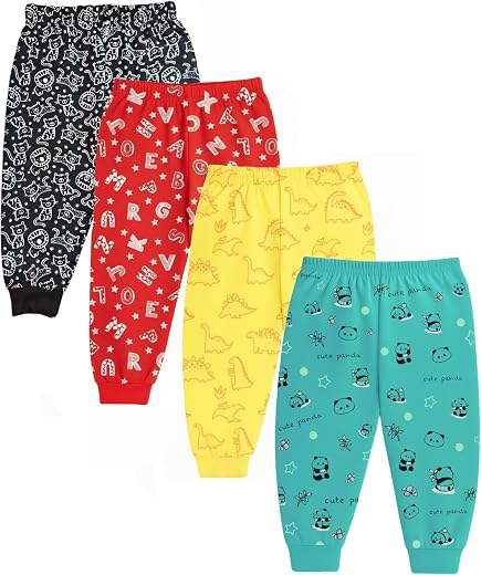 Lush Plush Cotton Pajama Pants for Baby Boys and Baby Girls (Unisex Kids) (Printed - Multicolor) (Pack of 5 Combo Set)