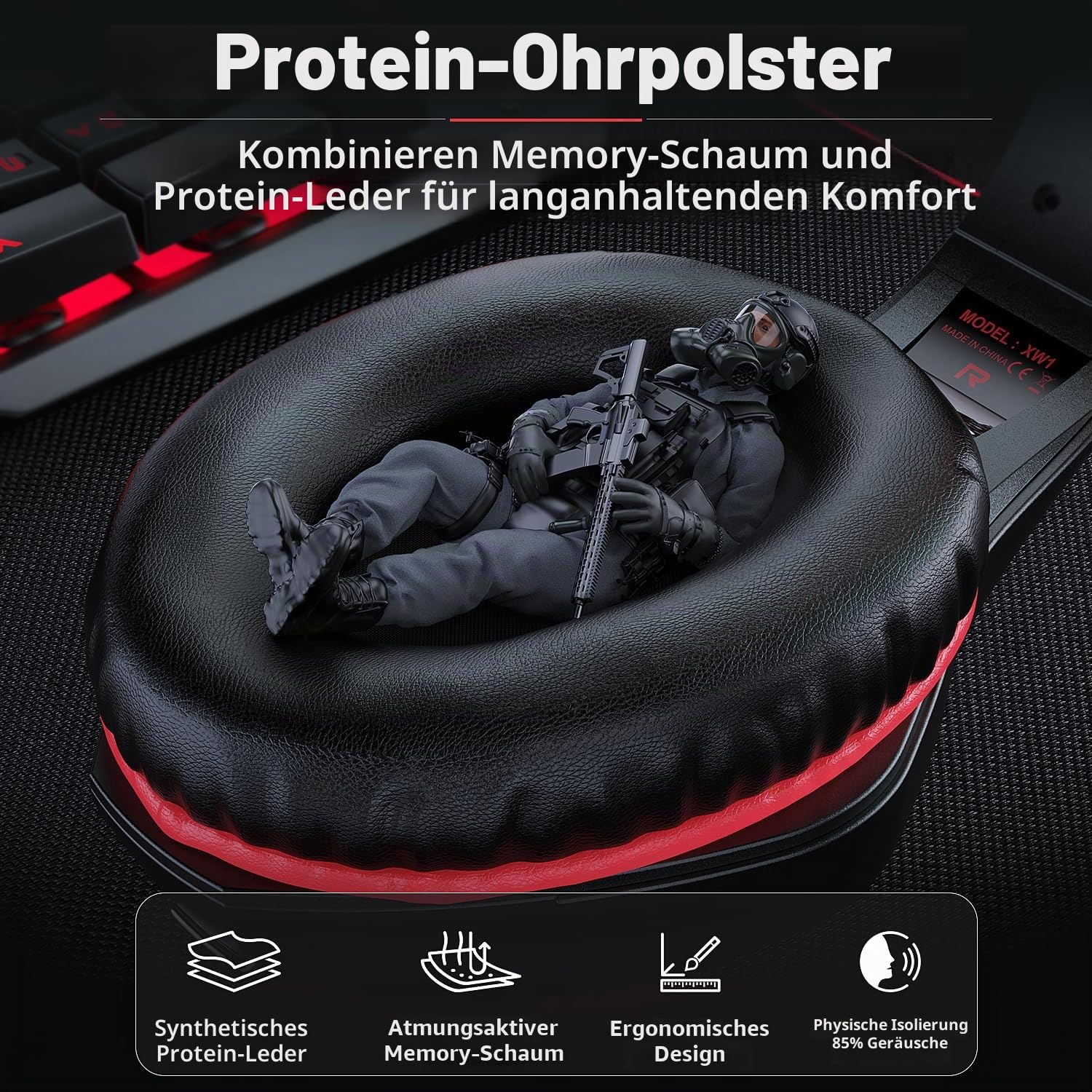 PUPATIO Gaming Headset für PS5 PS4 Xbox Series PC, Over Ear 3.5 mm Deep Bass Stereo Surround Sound PS5 Headset mit Noise Cancelling Mic und LED Licht für Laptop, Switch, Tablet
