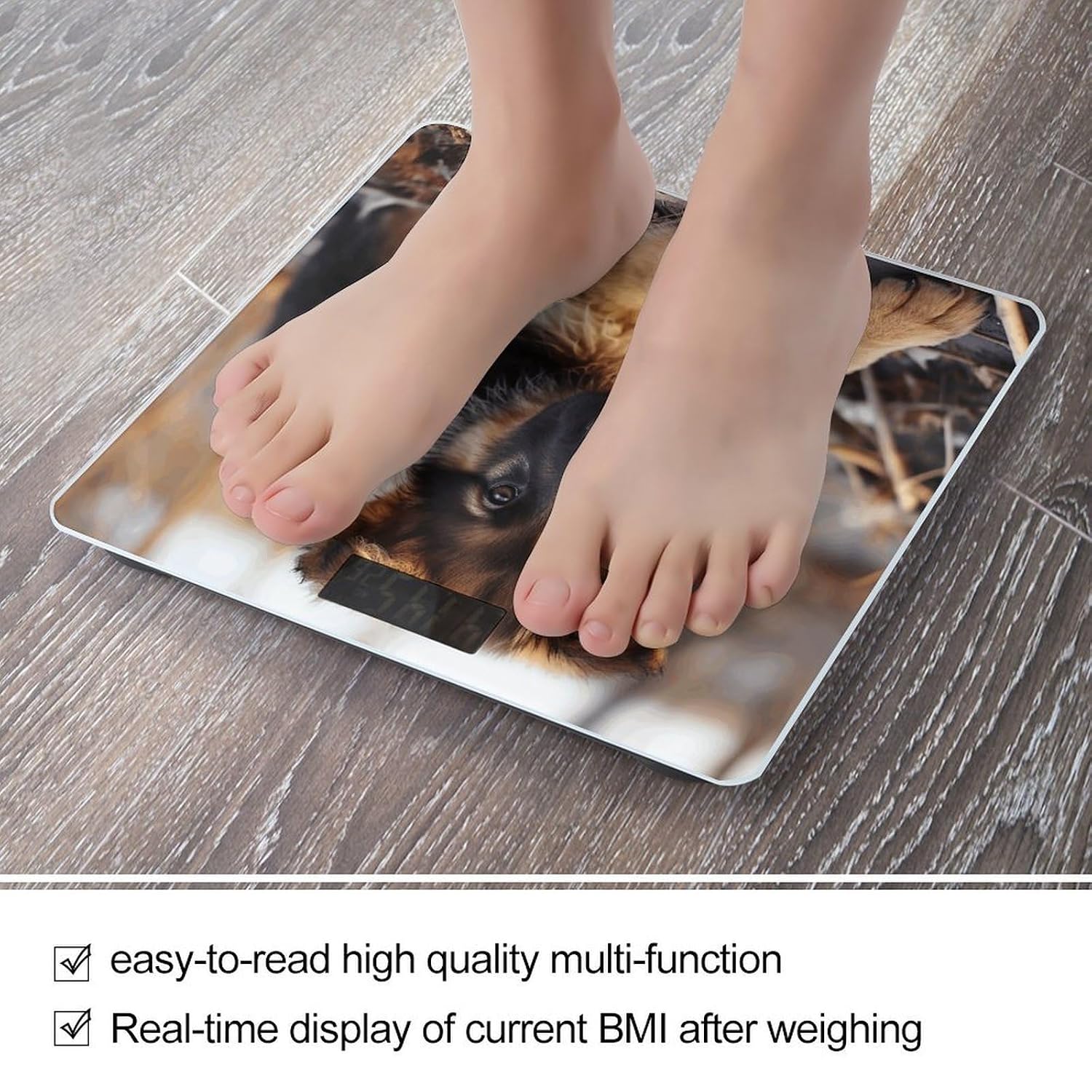 German Shepherd Puppy Bathroom Scale Large LCD Backlight Display Digital Scale Rounded Corners Body Scales Automatic Power On/Off Bathroom Scales for Home Bedrooms