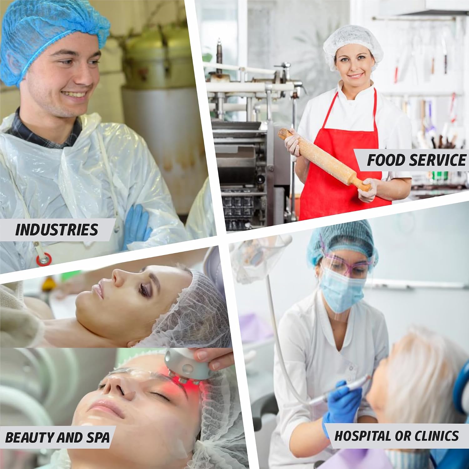 Disposable Bouffant Caps 21 Inch Non Woven Hair Net Elastic Head Cover For Food Service Kitchen Salon Lab Spa And Hygiene Use