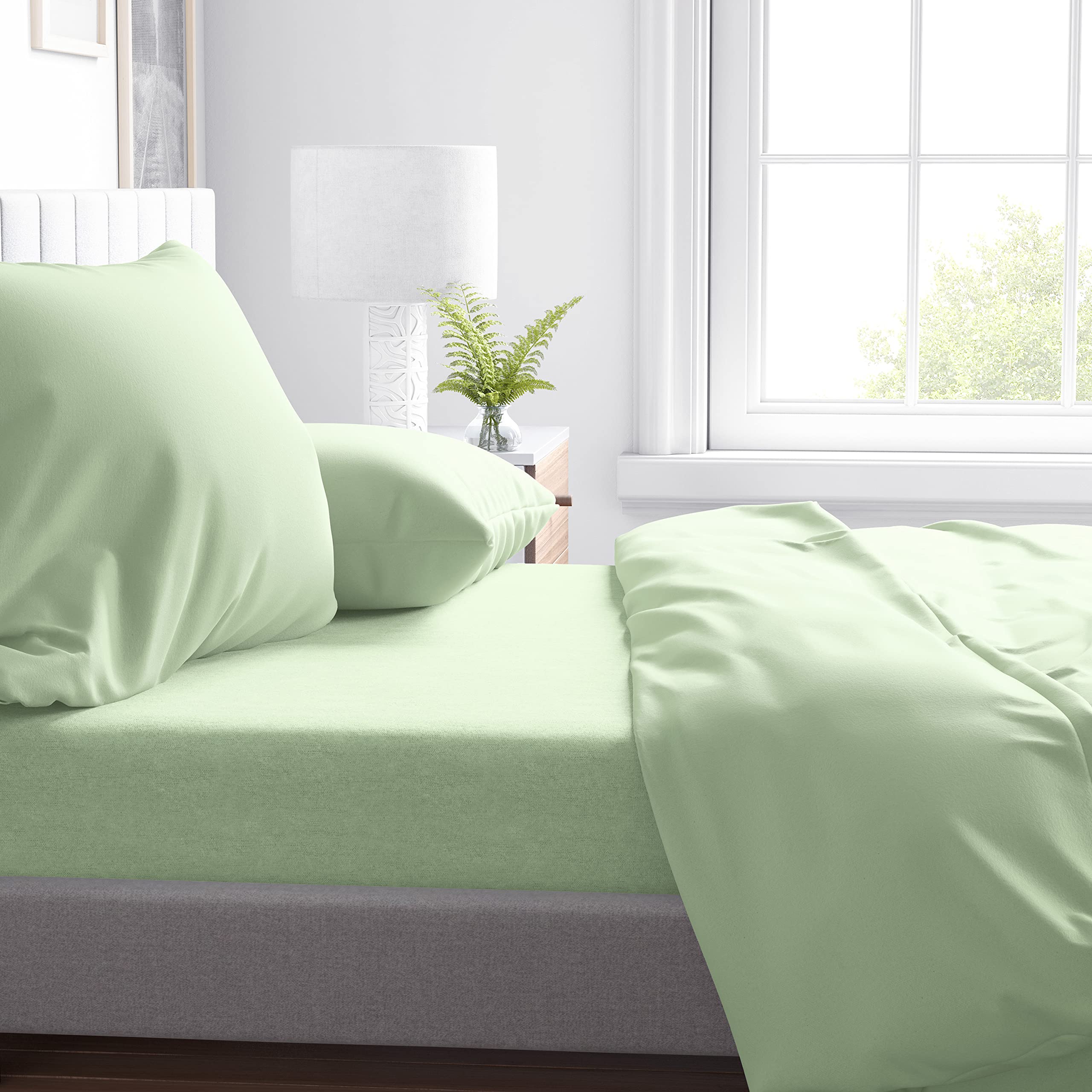 Nightcomfort Plain Dyed Fitted Bed Sheet Soft Touch Cotton Blend Easy Care Extra Deep Elasticated Skirt, Lemon