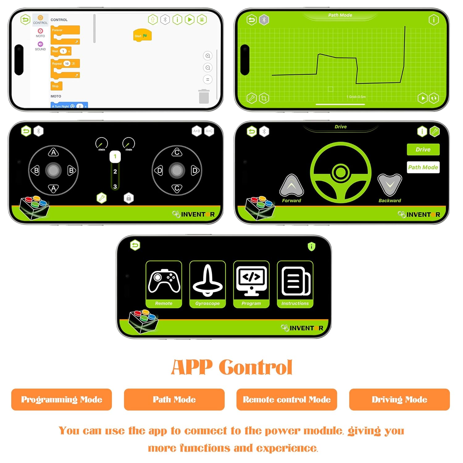 9PCS Motor Kit, Compatible with Building Block Power Function Set Adjustable Speed Remote Control MOC Accessories (Button-Version)