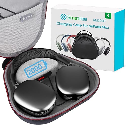 Smatree Funda de carga dura para Airpods Max, Airpods Max Case Sleep, Airpods Max estuche de transporte, organizador duro de carga portátil bolsa de