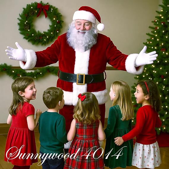 Sunnywood Supreme Santa Claus Suit Costume Outfit for Adult Men, Professional Santa 9PC Costume Set for Christmas