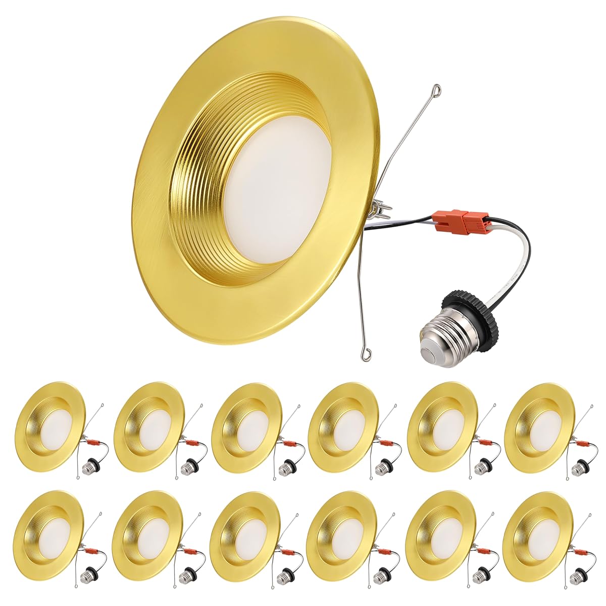 Wembanma 6 Inch LED Can Light - 5CCT Dimmable, 13.5W 1200LM, Metal Baffle Trim,