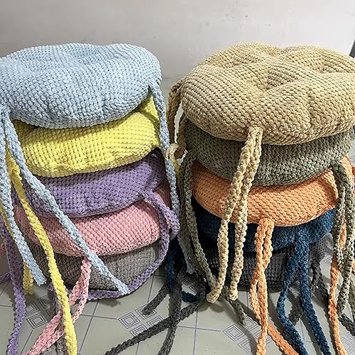 Miniatura 4 de Cojín de asiento redondo personalizado, almohadillas antideslizantes para silla con lazos, cojín de silla de 2.3 pulgadas de grosor, cojín de silla
