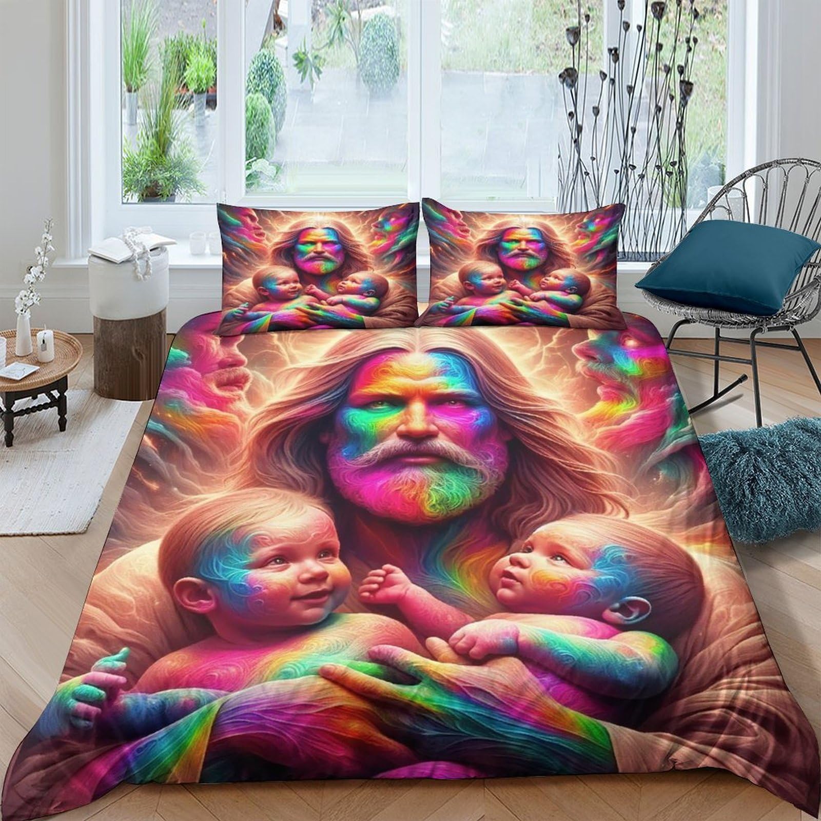 Housse de couette Jésus 3D microfibres King 220x240 cm