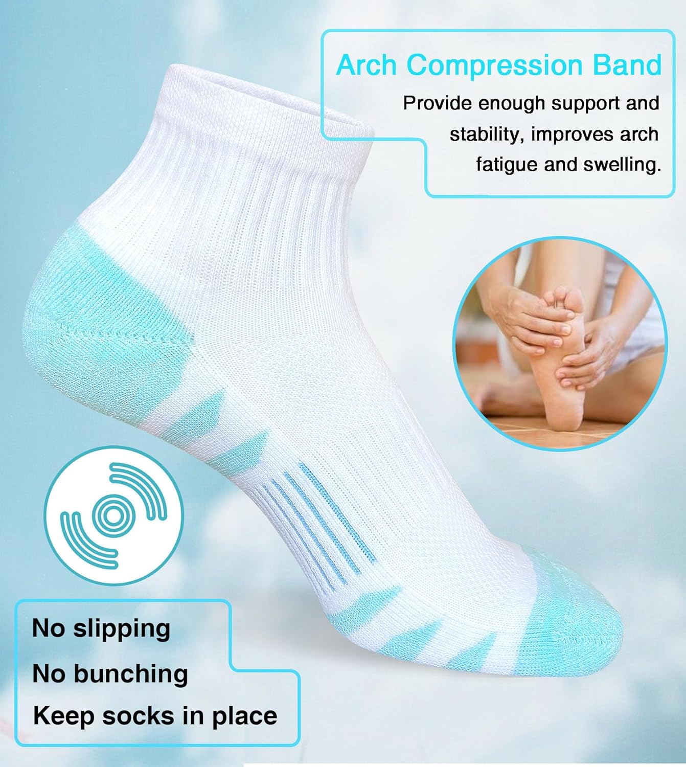 Heyoboy Womens Ankle Anti-blister Thick Cushioned Cotton Wicking Hiking Athletic Running Socks 5 Pairs - Image 11