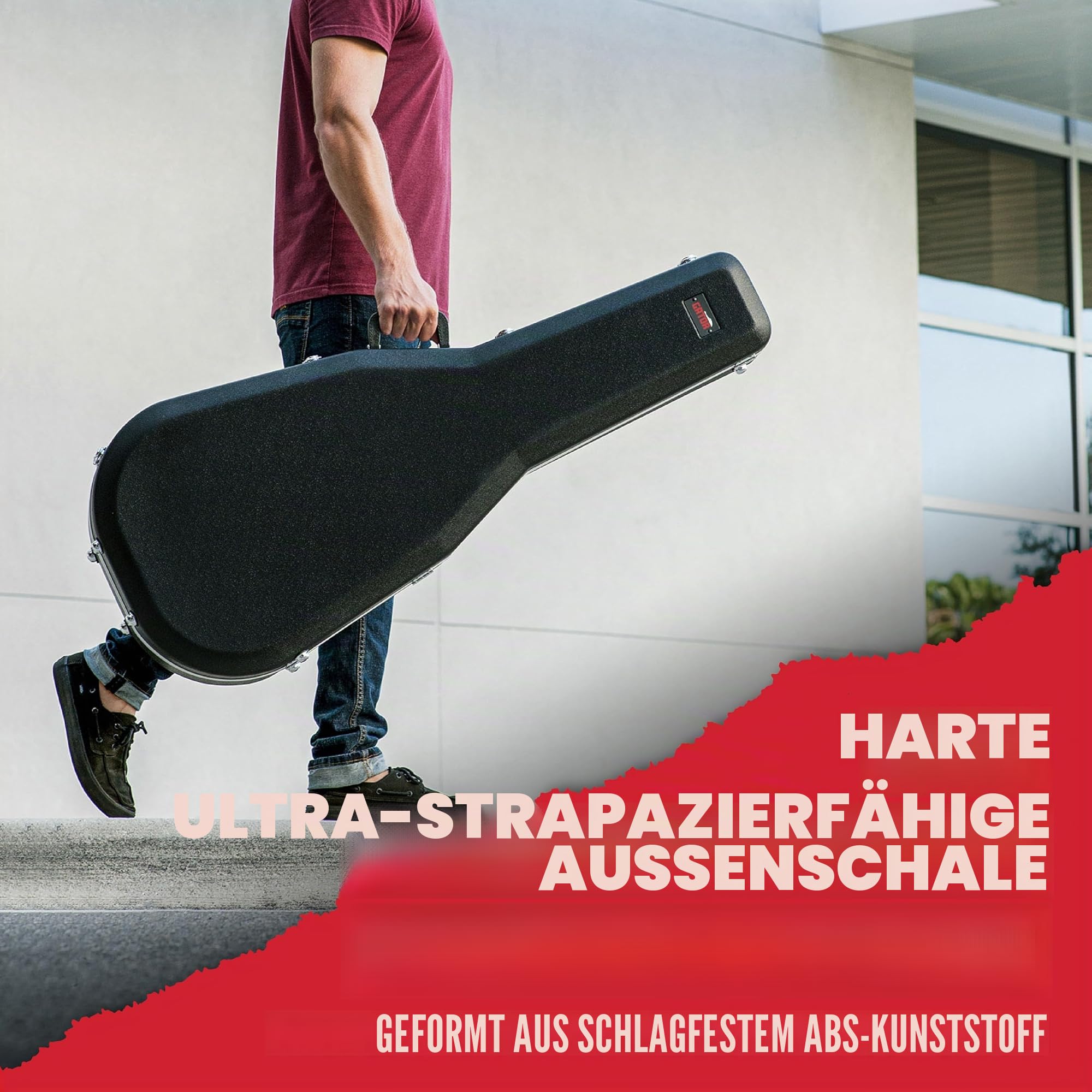 Gator Cases Leichter ABS-Hartschalenkoffer für Parlor Style-Gitarren, schwarz (GC-Parlor)