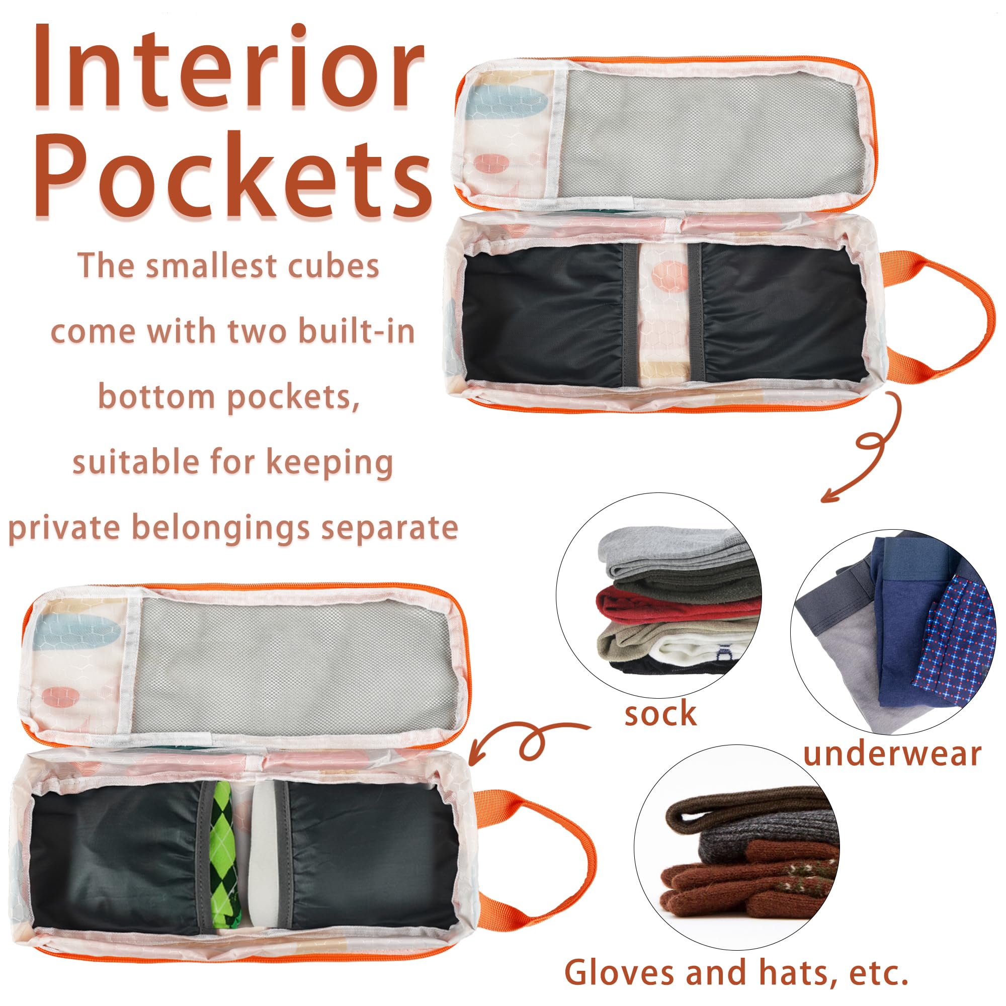 7 Stück Kompressions-Verpackungswürfel für Koffer, Gepäck-Organizer, waschbare Aufbewahrungstaschen, Set für Rucksack, Reisen, Verpackungswürfel für Handgepäck und Aufbewahrung