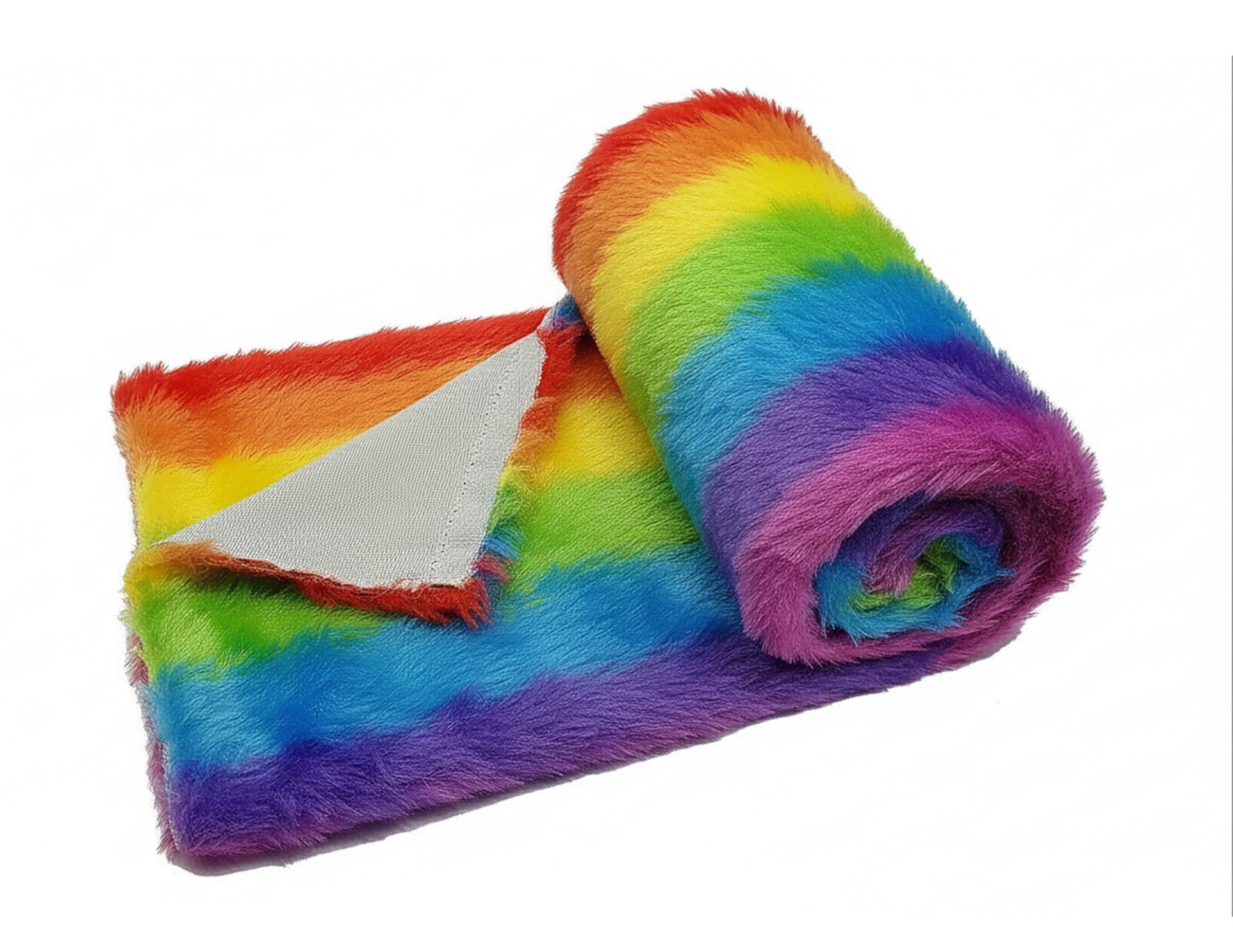 PRANSUNITA Super Soft Rainbow Fur Cloth, Size 38" x 32", Hair Length 2 cm, Used for Dresses, Home Furnishing, Soft Toys Making, Jackets Etc-picture-11