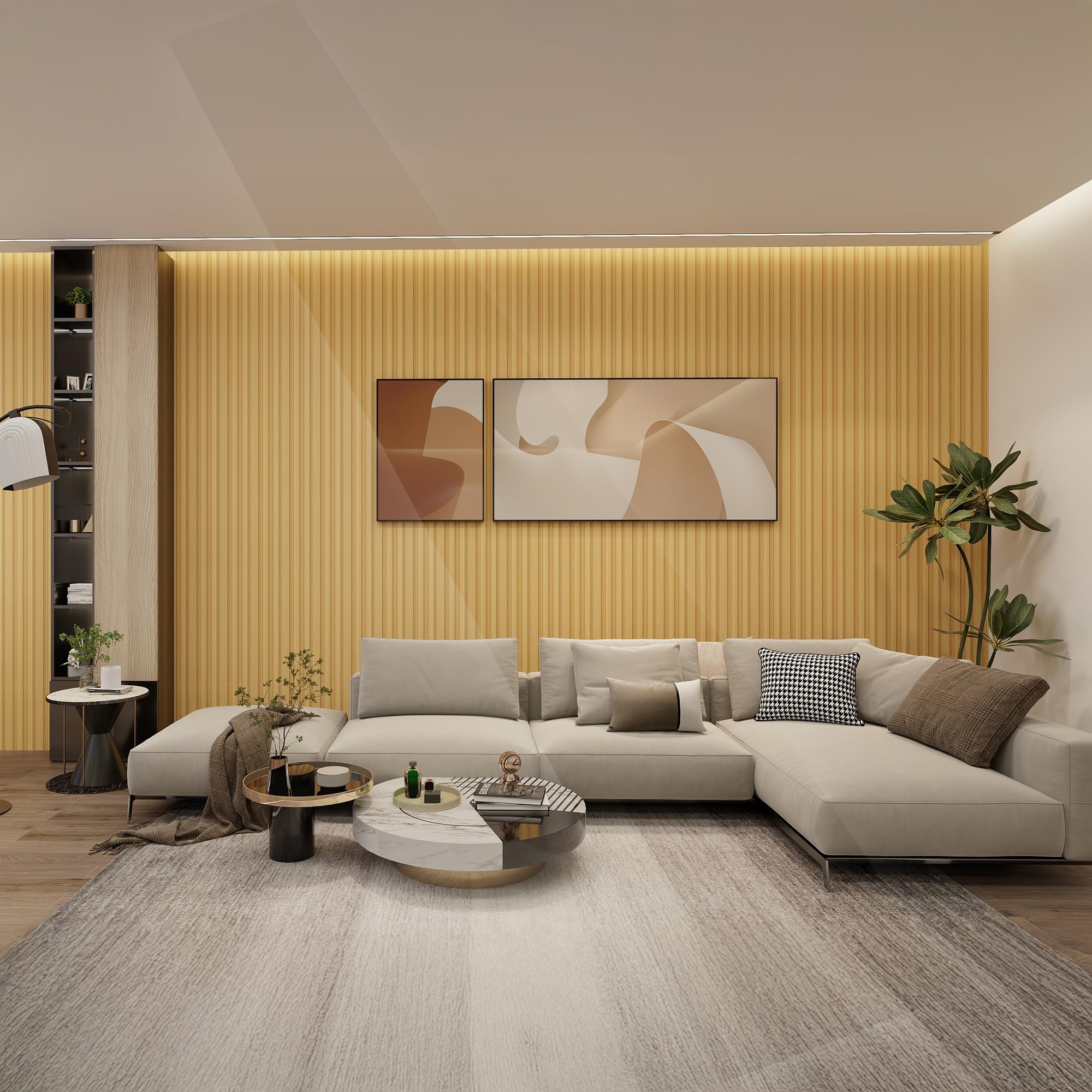 Frankystar Chopin - Set 6 Pannelli Fonoassorbenti Acustici Decorativi 235x18 cm per Interno ed Esterno in WPC Oak