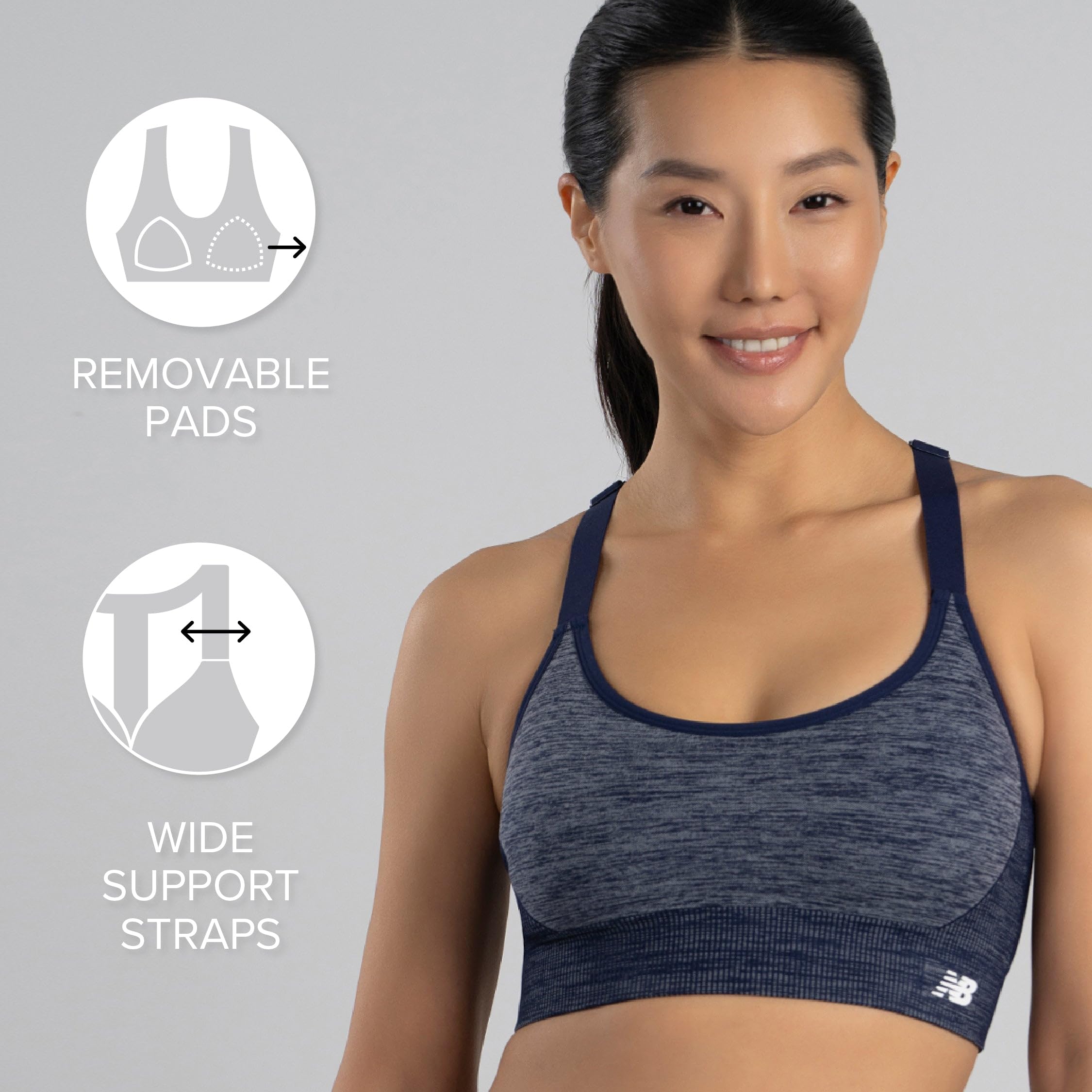New Balancewomens Seamless Medium Padded Cami Sports Bra Workout