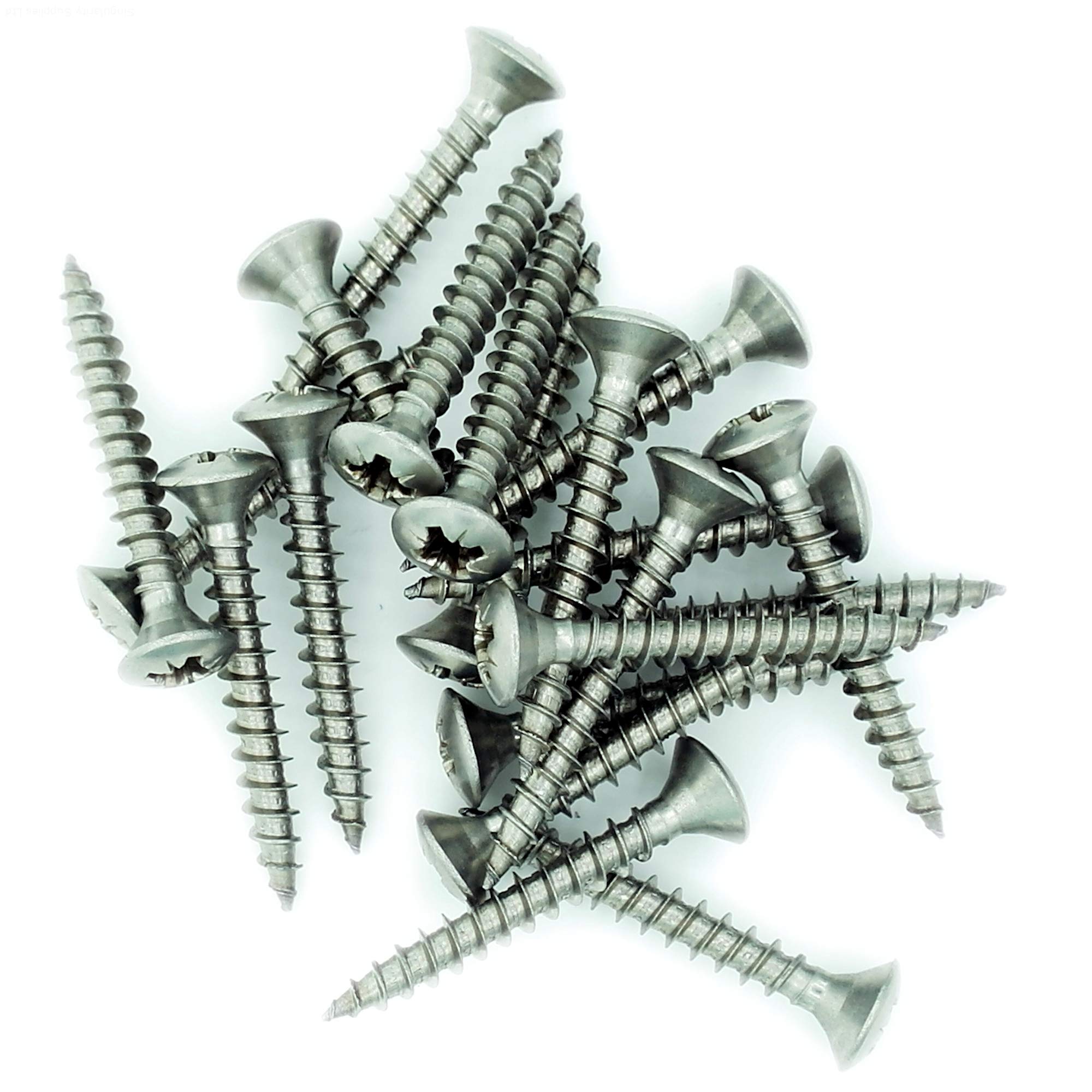 Singularity Supplies No.6 X 1.8 (4Mm X 45Mm) Pozi Raised Countersunk Chipboard Screw - Stainless Steel (A2) (Pack Of 20)