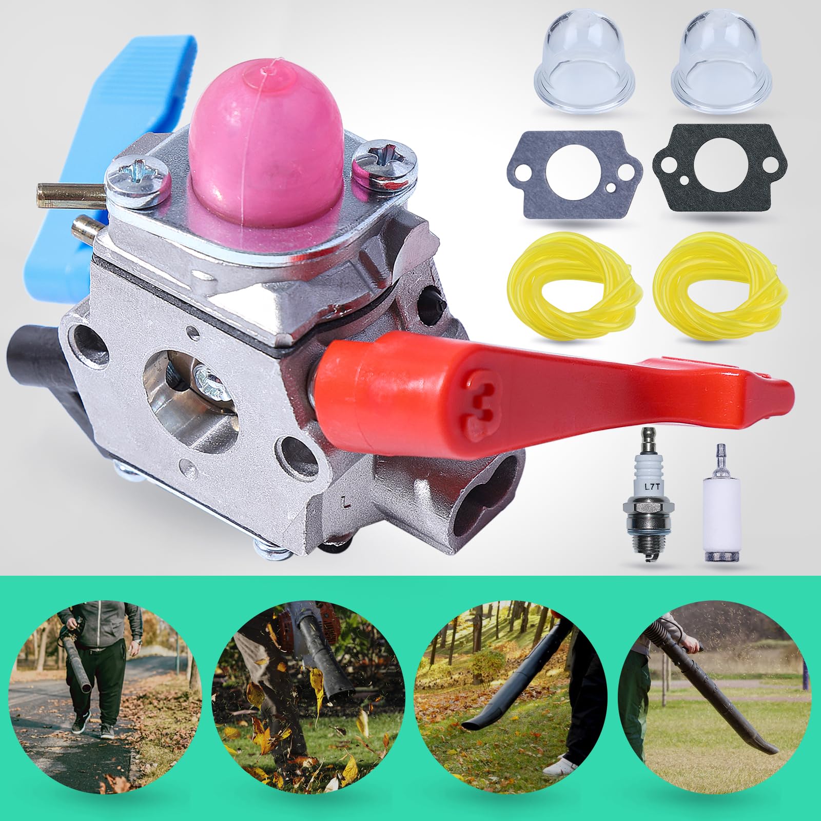 Souffleur de feuilles Remplacement Kit avec Ligne de filtre à carburant pour carburateur WT-606 WT-784 pour C1Q-W11G pour Poulan Weed Eater Craftsman B1750 B1750LE BV1650 530071775