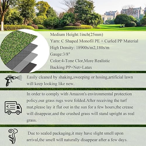 Miniatura 6 de HEBE - Almohadilla de césped artificial para perros, entrenamiento profesional para ir al baño, césped artificial reutilizable para perros, césped