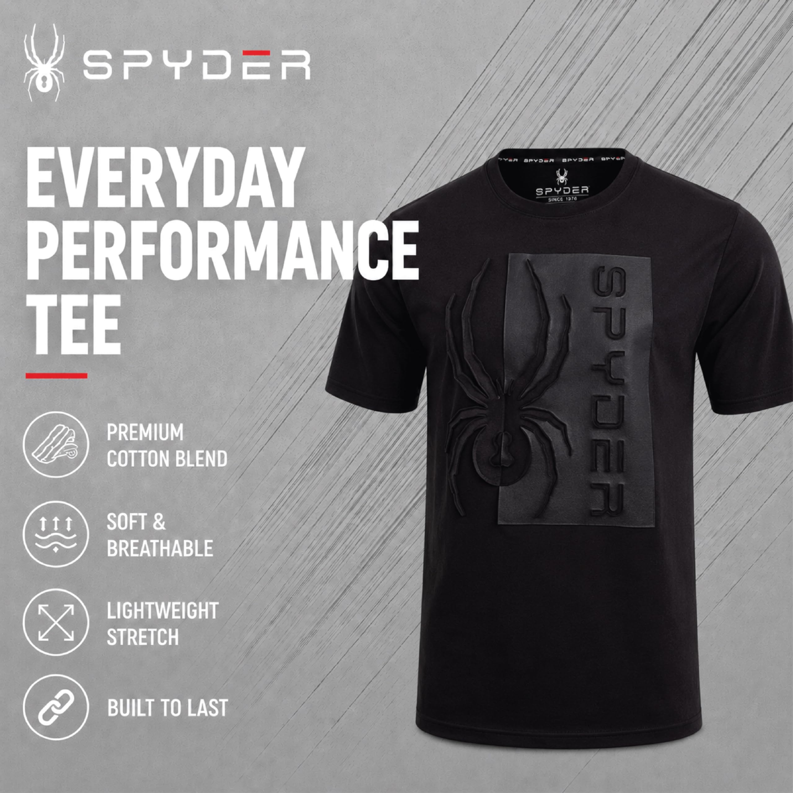 Spyder M Spydr SS tee Shirt Camiseta Hombre (Pack de 1) | Sudadera suave para la calle, comodidad casual diaria para fines de semana, descanso y uso diario