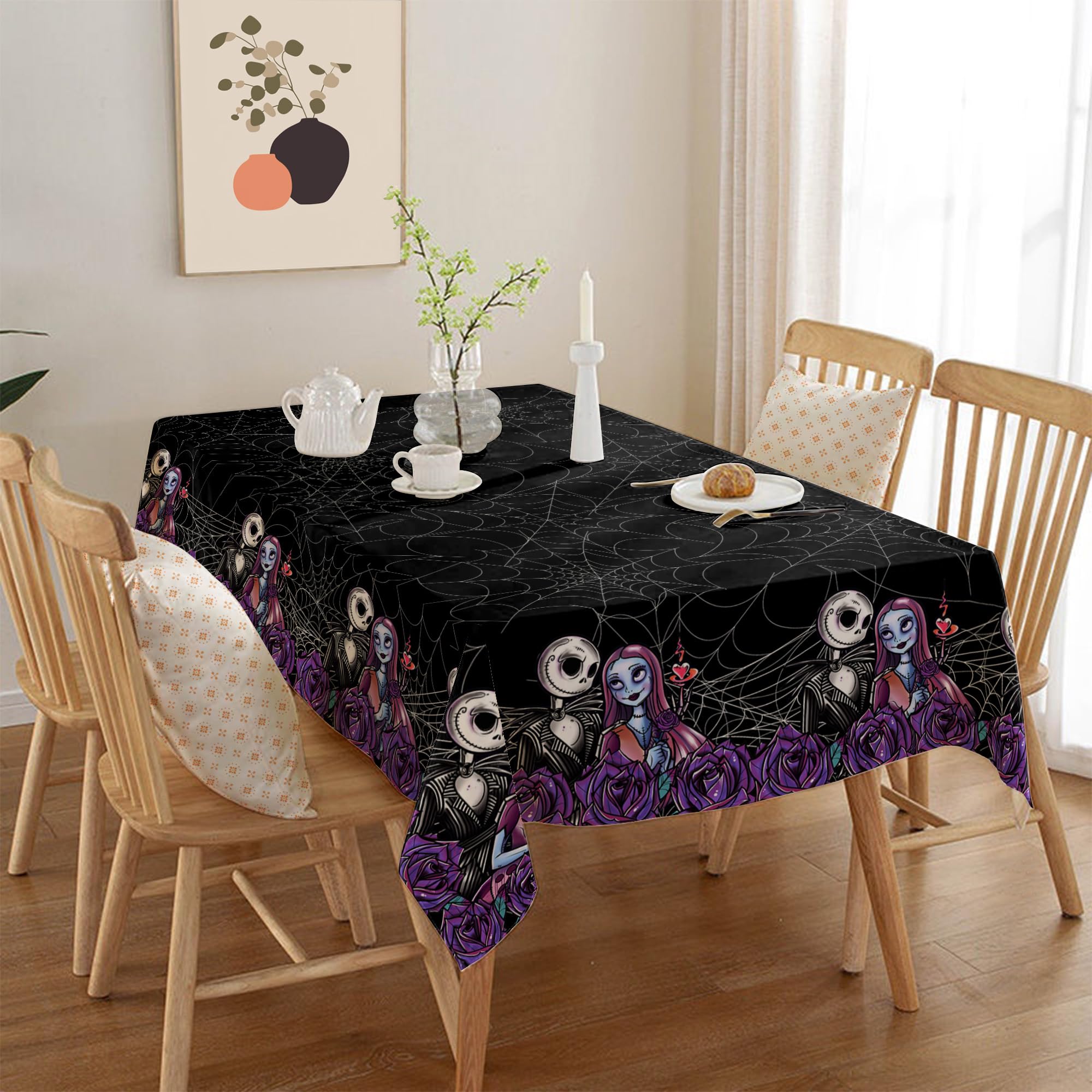 Yarcooly Nightmare Before Christmas Tablecloth - 60x80 Inch Rectangle, Waterproof, Halloween/Christmas Decor - View #6