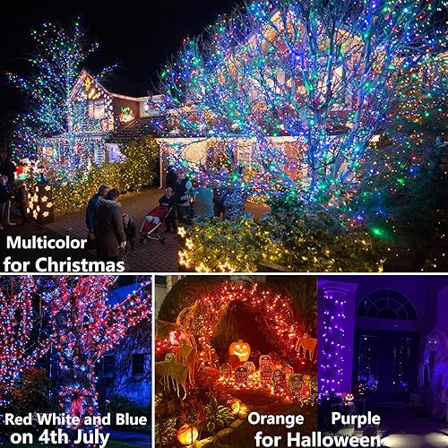 Miniatura 8 de Joomer Guirnalda de luces de Navidad  Tira de luces RGB de 32 pies con 100 luces LED enchufables con control remoto, impermeable, para interiores y