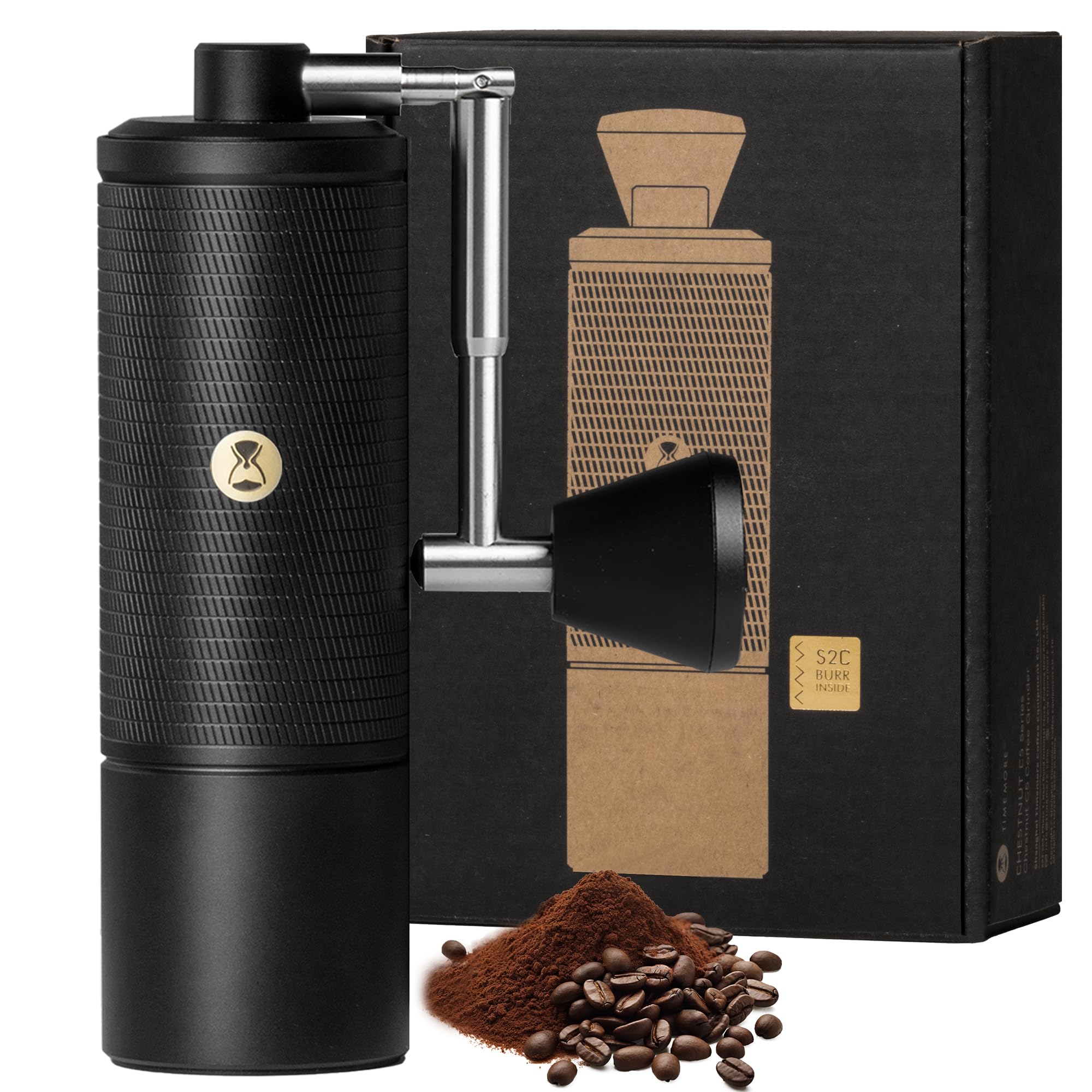 Timemore C5 PRO Handkaffeemühle - 42mm Edelstahl-Mahlwerk, 48 verstellbare Stufen, Handkaffeemühle mit Klappgriff, Vollmetall, tragbar für Zuhause, Büro & Outdoor, 30g Fassungsvermögen, Schwarz