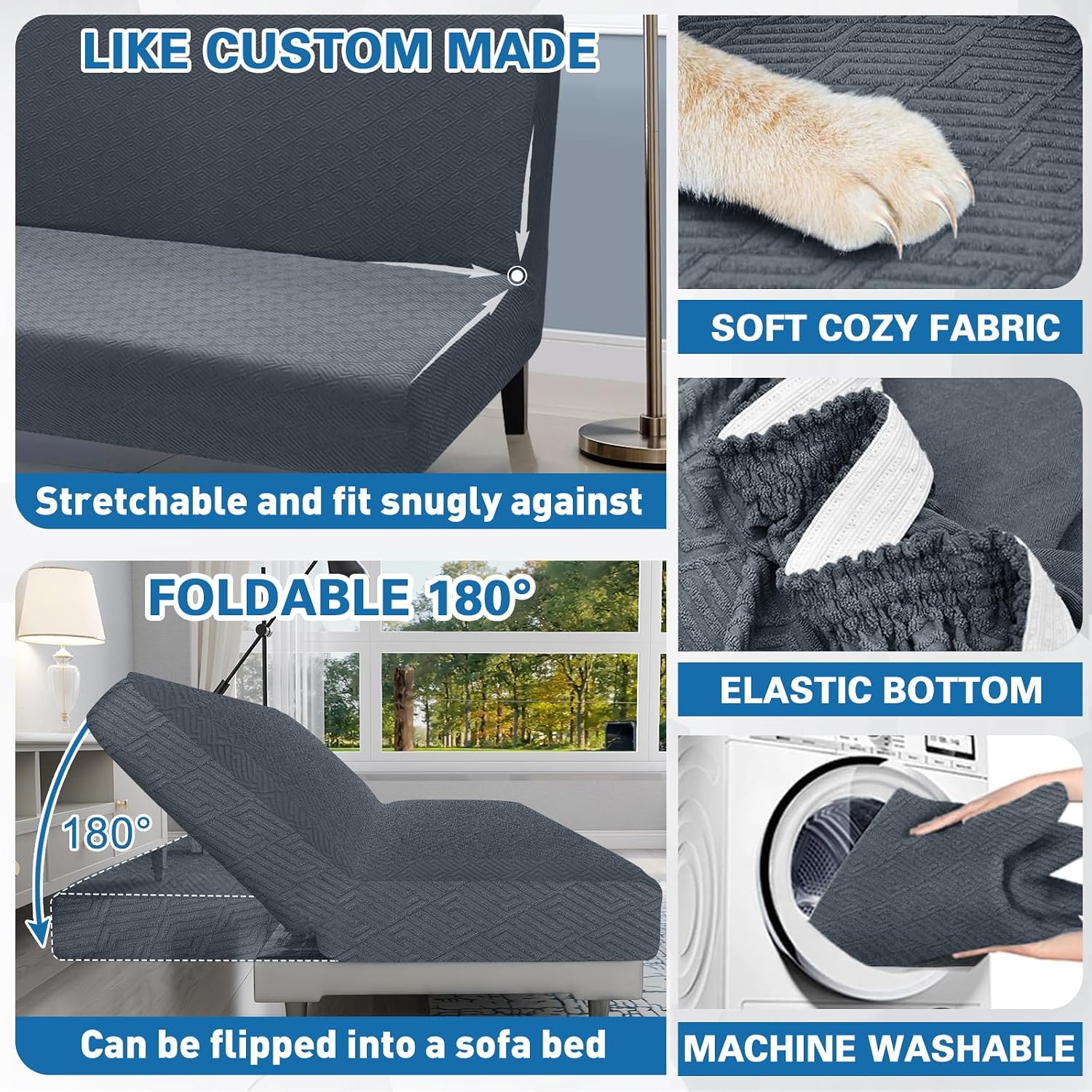 ZNSAYOTX Armless Futon Cover Super Stretch (67