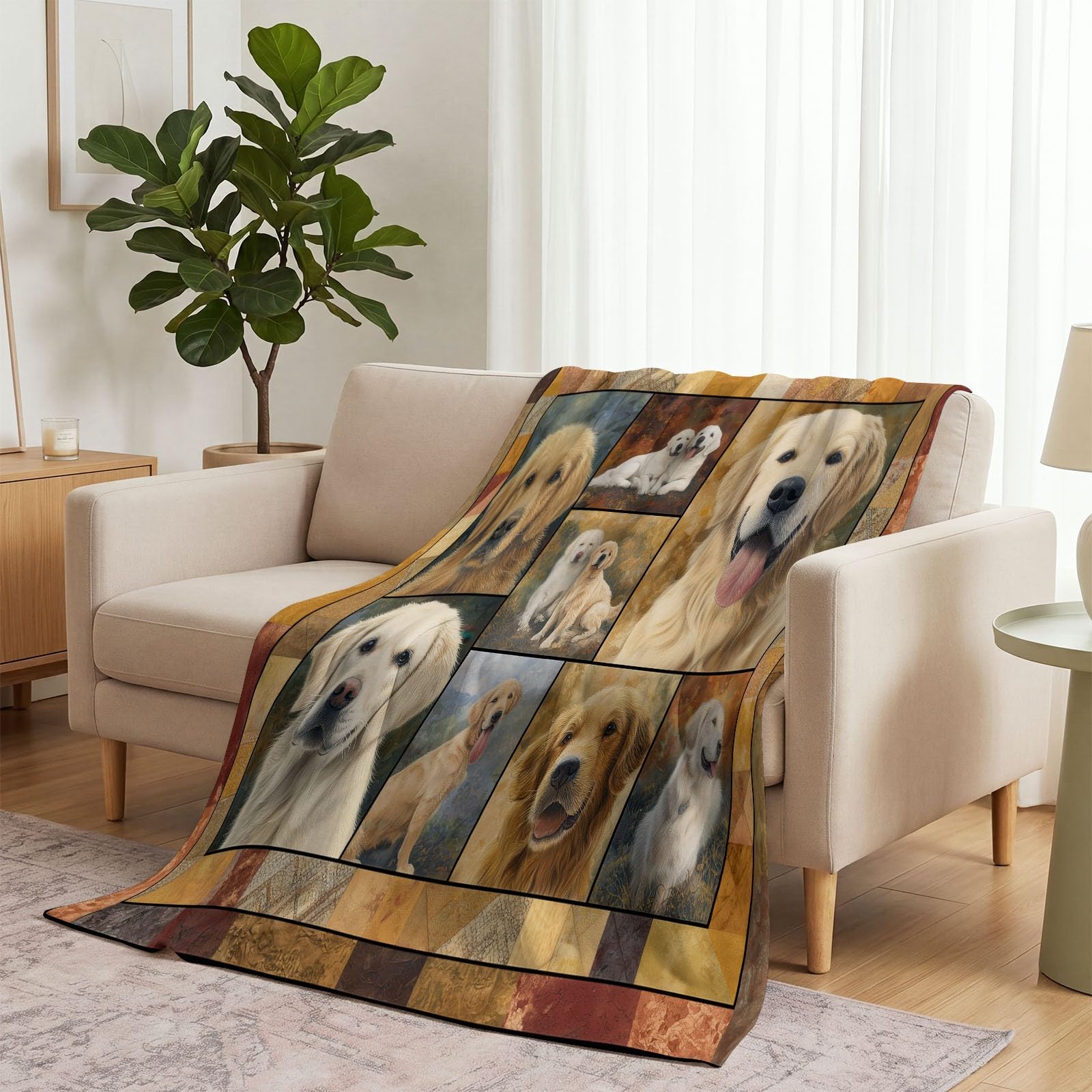 Podwójny koc 200 x 220 cm, nowoczesny koc z motywem owcy, minimalistyczny nadruk zwierzęcy, pies, miękki, przytulny, flanelowy, puszysty, pluszowy koc dla kobiet, dziewcząt, dzieci, dorosłych