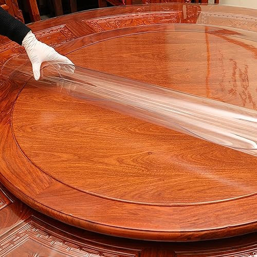 Protector de mantel redondo transparente de PVC mantel de plástico impermeable cubierta de mesa de madera rollo de mesa de comedor de 0.079in de