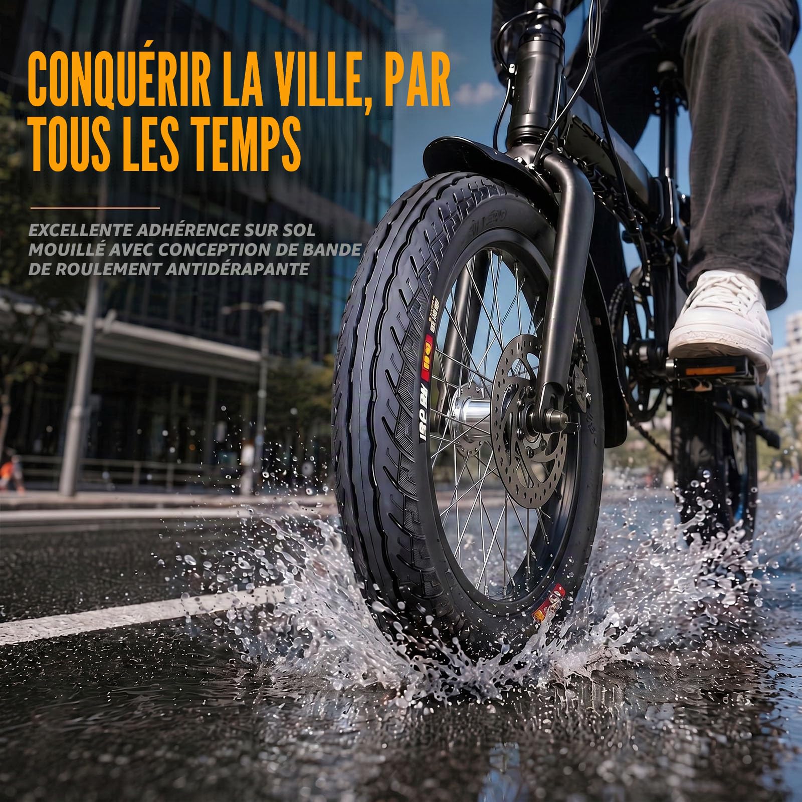 2pcs 14x1.95 Pneu pour Vélo Électrique | 14 1.95 Pneus Antidérapants Résistants aux Crevaisons avec Chambre à Air | Pour Vélos Pliants