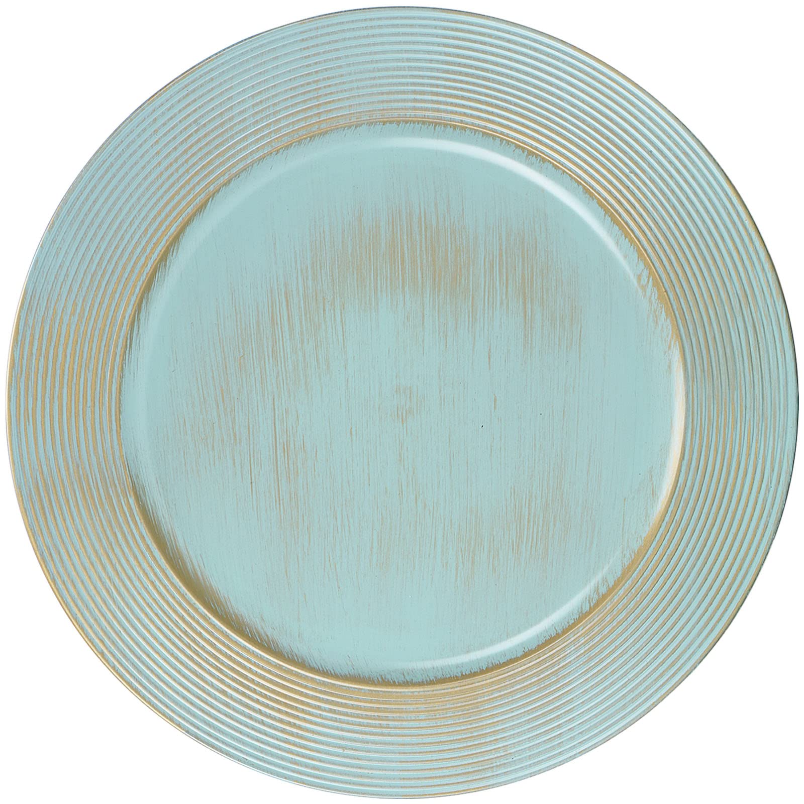 Kazozobi 13" Round Charger Plates, 6 pack Ring Pattern Plastic Chargers for Dinner Plates, Vintage Charger Plate Set Bulk Wedding, Turquoise