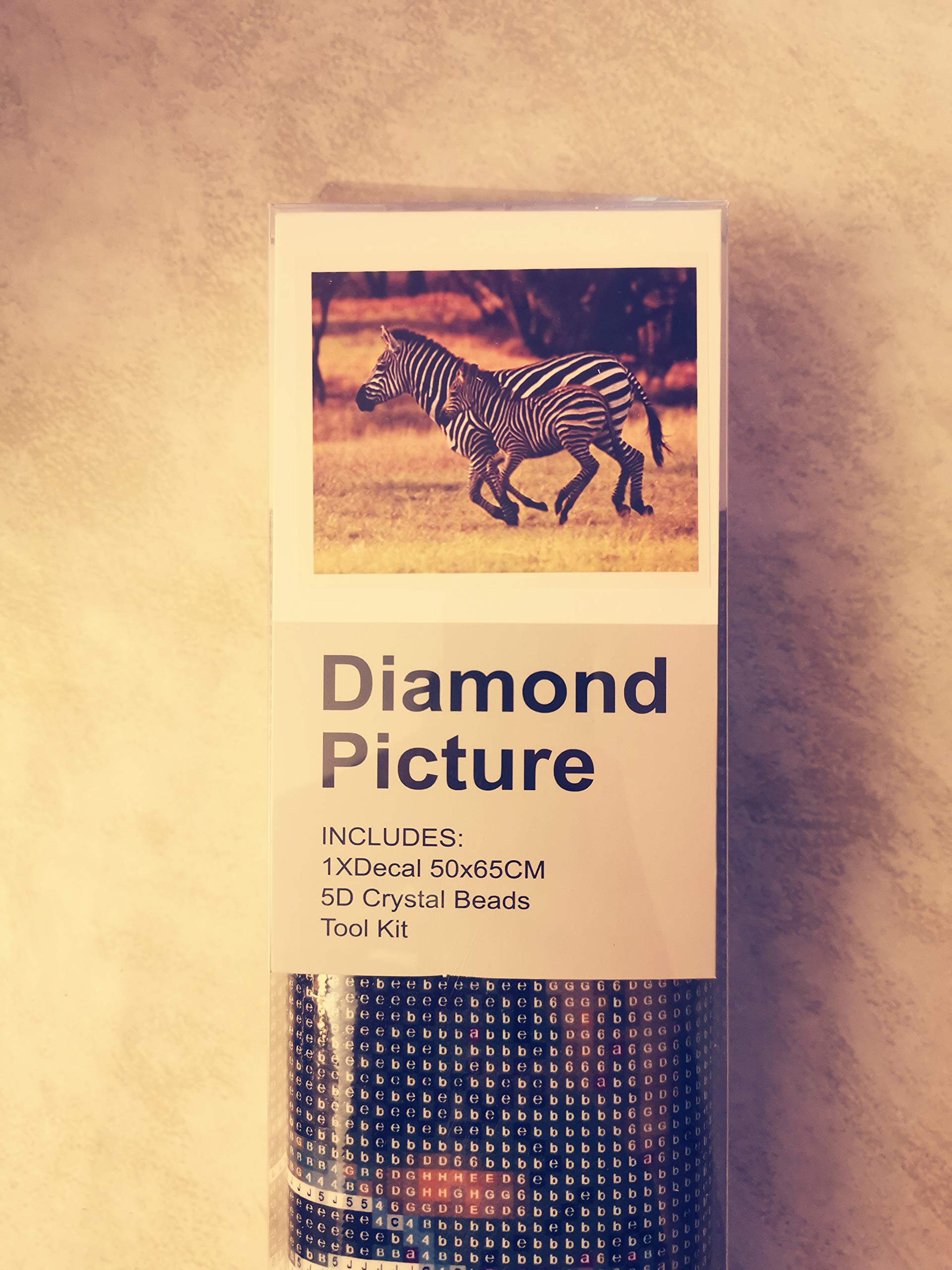 Generico 5D - Kit completo per ricamo con strass, motivo: famiglia zebrata, 50 x 65 cm