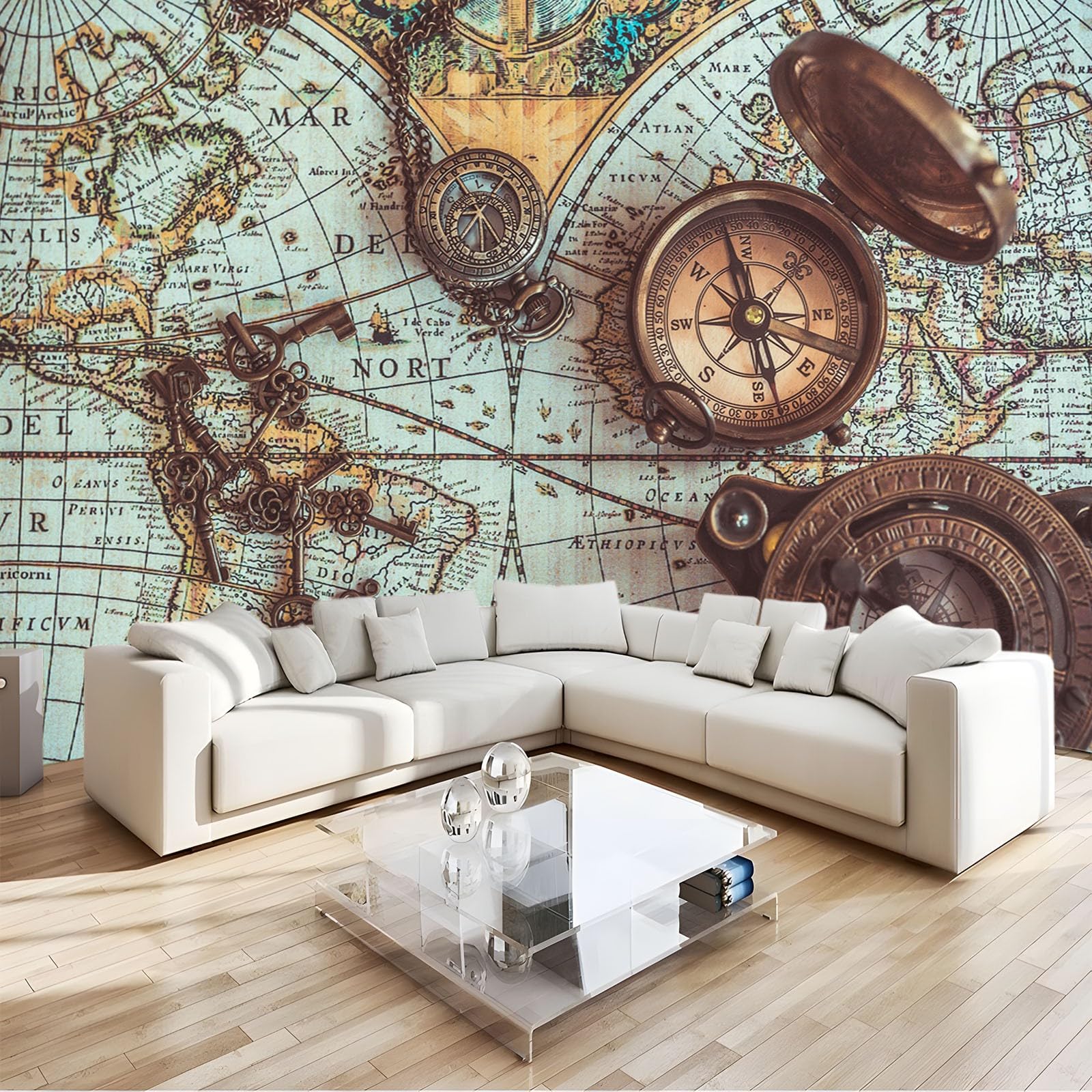 Fototapeta 3D mapa świata w epoce 350 x 256 cm tapeta sypialnia nowoczesna fototapeta fototapeta gigantyczny plakat moda dekoracja ścienna