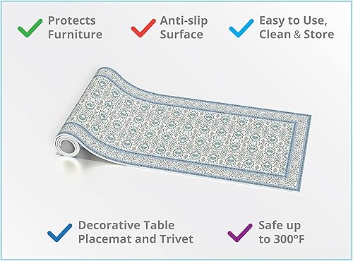 Miniatura 4 de Salvamanteles de camino de mesa resistente al calor - 53 x 14 pulgadas protege la mesa de comedor y la encimera del calor y los arañazos. Diseño