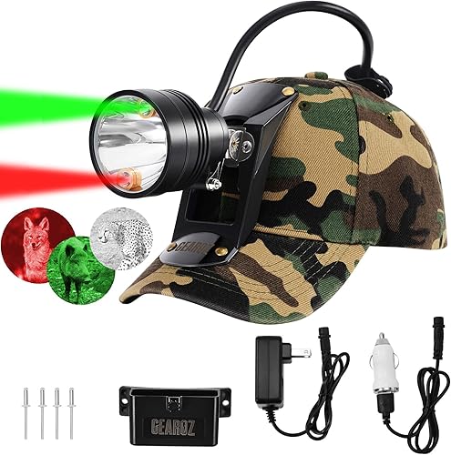 Coyote - Luces LED de caza Coyote Hog Coon, linterna frontal recargable, resistente al agua con tapa de camuflaje suave, 80000 LUX 3 luces LED