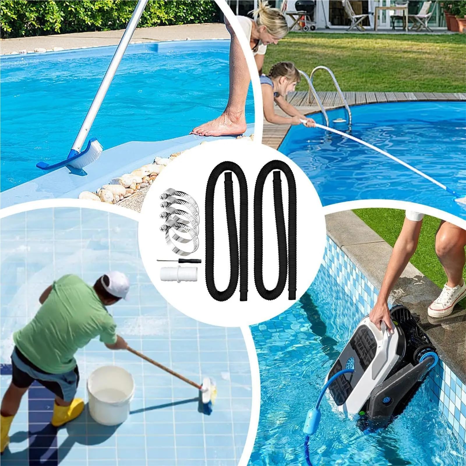 Tuyaux de piscine robustes 32 mm, ensemble tuyaux en pouces, pièces et accessoires for spas, for le drainage des eaux usées nettoyage à contre-courant été Pour pompe, flexible pour eau