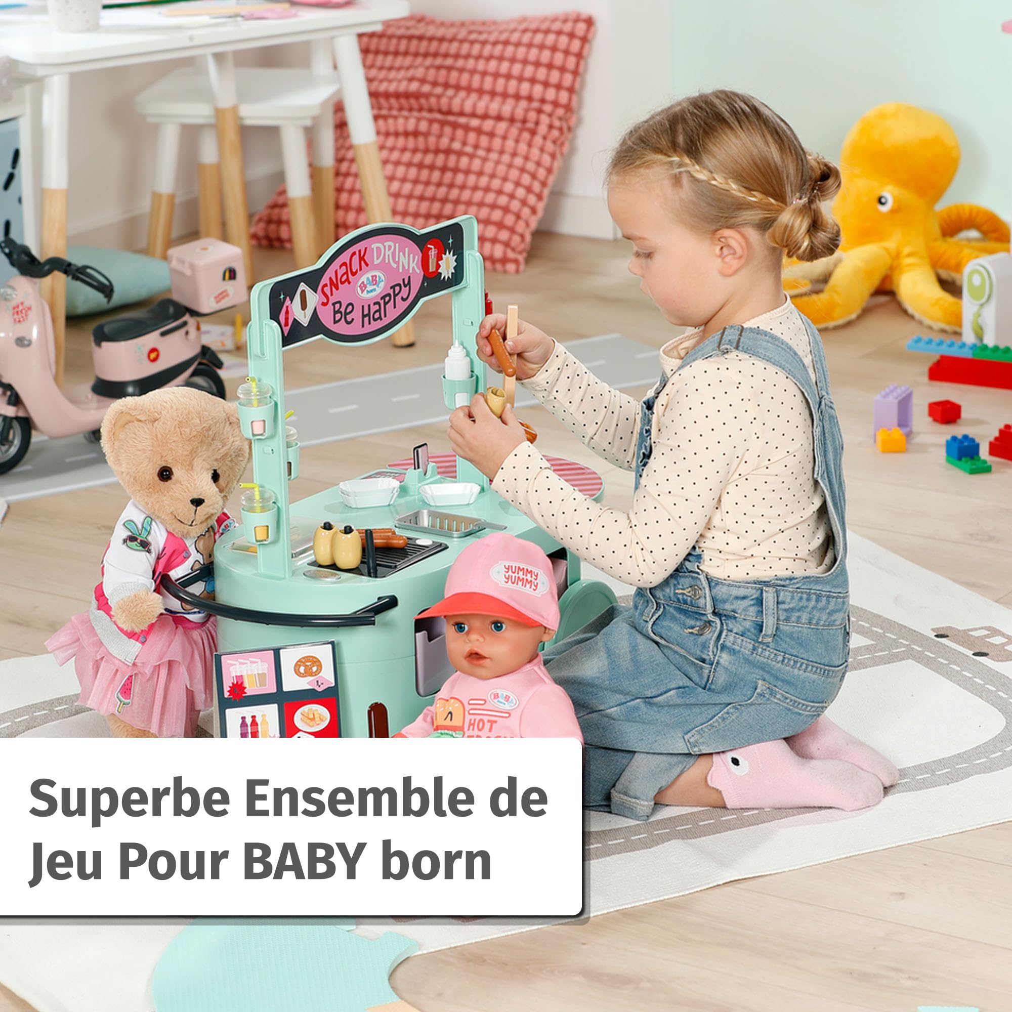 BABY born Snack Shop avec Effets sonores pour poupons 43 cm | Effets sonores, 25 snacks de fast-food, adaptés aux poupons de 43 cm