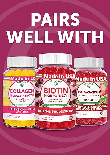 Miniatura 8 de Lunakai USA Made Super Hair Gummies con biotina, zinc, extracto de cola de caballo y palma enana americana  Vitaminas para el crecimiento del