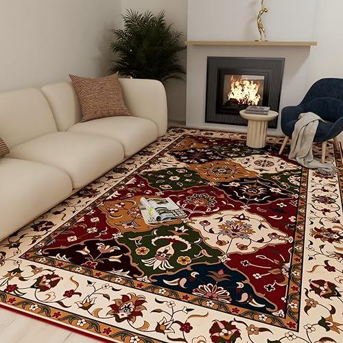 Miniatura 4 de CHOSHOME Alfombra lavable de 5 x 7 pies, diseño vintage de medallón, con parte trasera antideslizante, suave, resistente a las manchas, no desprende