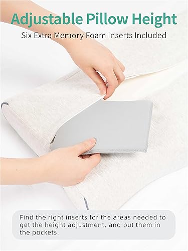 Miniatura 5 de LONG'S Almohada de espuma viscoelástica para aliviar el dolor de cuello y hombros, soporte cervical ajustable en altura con diseño ergonómico,