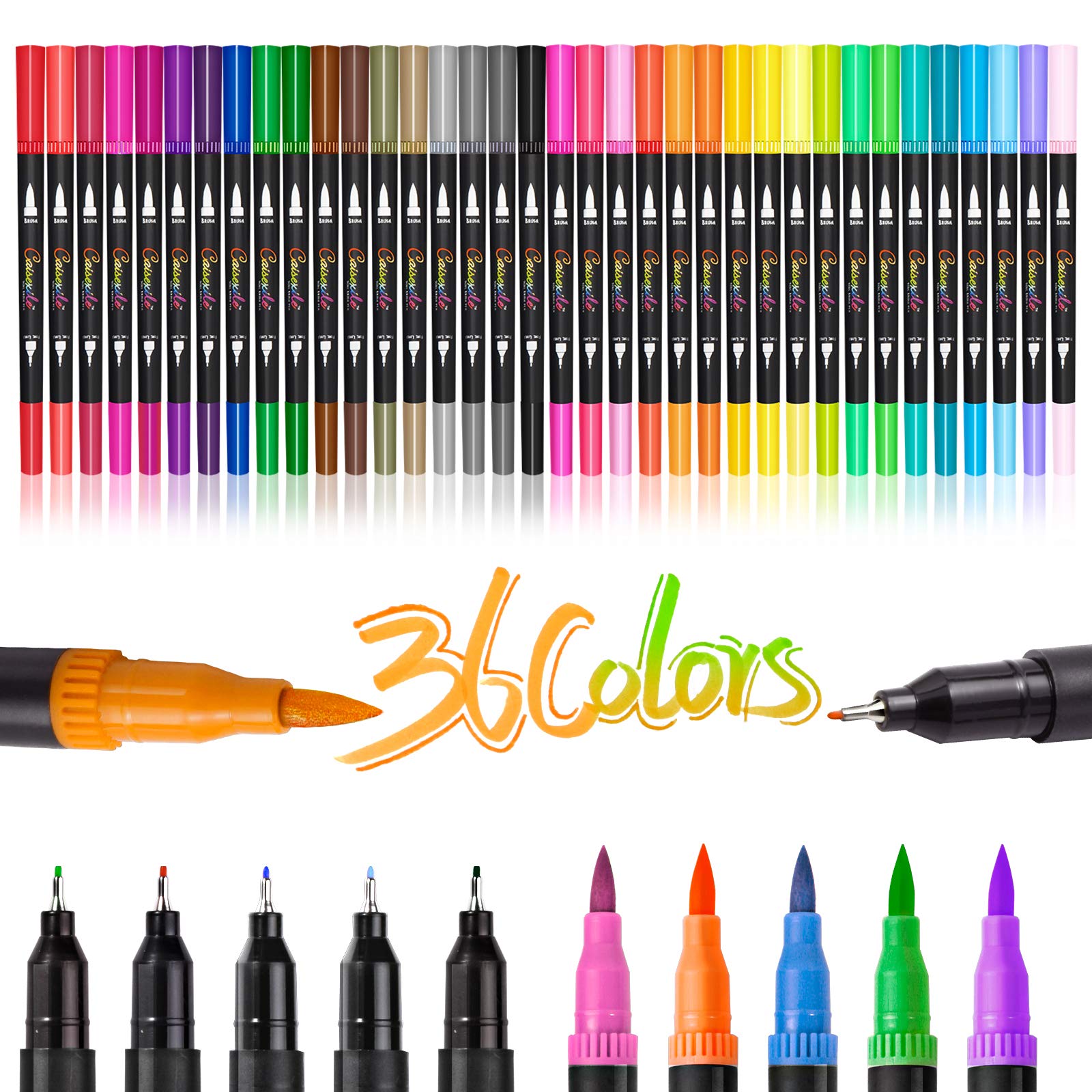 Buy CAISEXILE Dual Tip Brush Pens,36 Color Art Markers Set,72 Nibs Fine