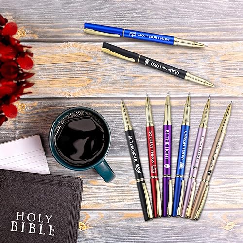 Miniatura 5 de Fuutreo 50 bolígrafos con versículo bíblico, bolígrafo cristiano, tinta negra, con citas inspiradoras, bolígrafo a granel para mujeres, hombres,