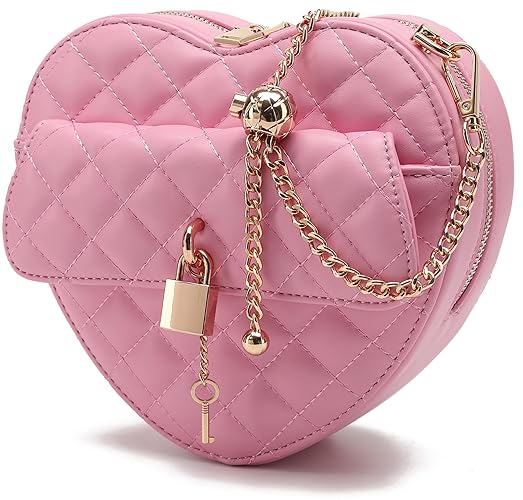lola mae Heart Shape Satchel Crossbody Purse for women Zip Around Shoulder Bag - Pink-770