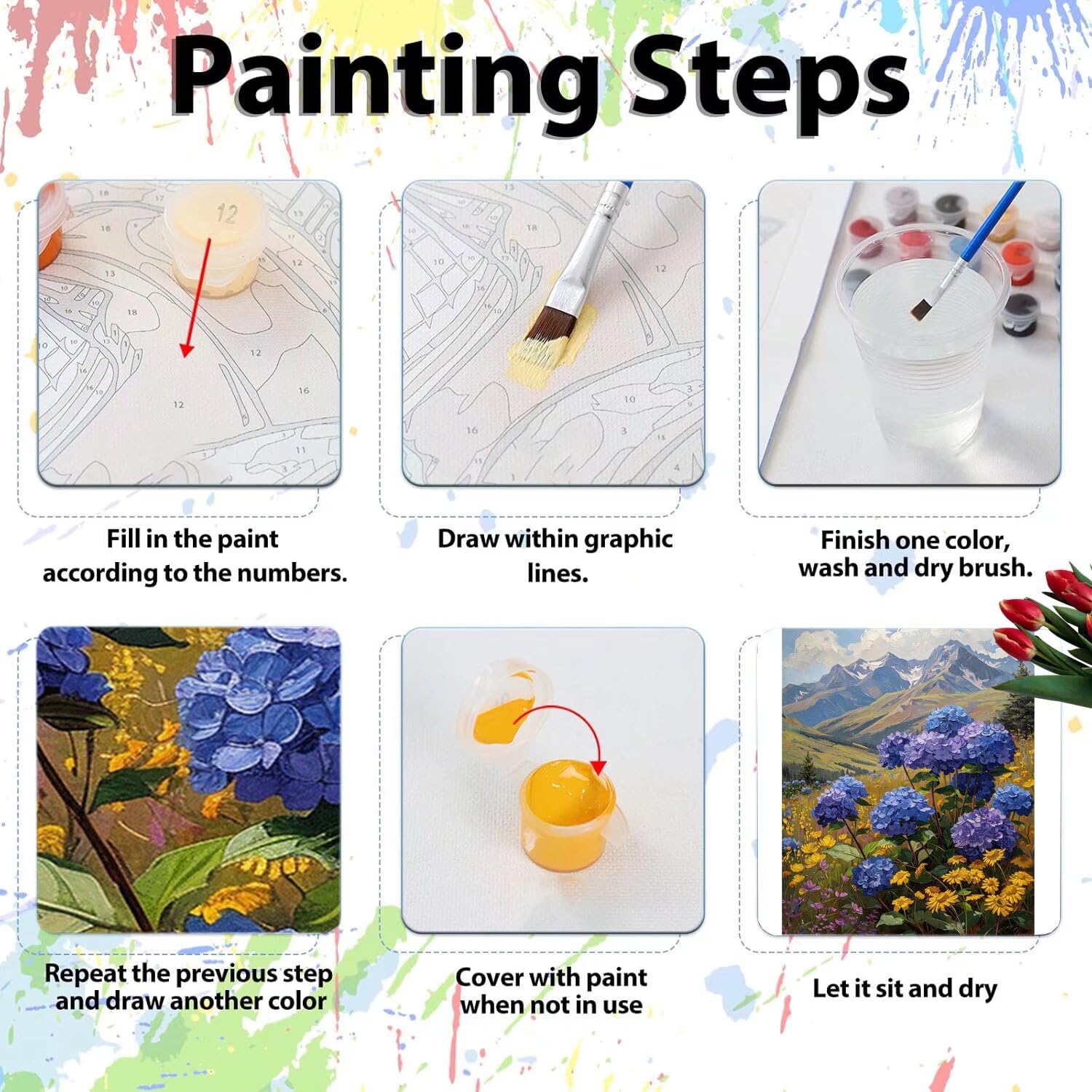 Pintar por Numeros Adultos pintar por numeros niños manualidades niños 10 años, DIY Pintar por Números de Pincel y Pintura acrílica Decoraciones para el Hogar Manualidades, sin Marco 60x80cm C-80