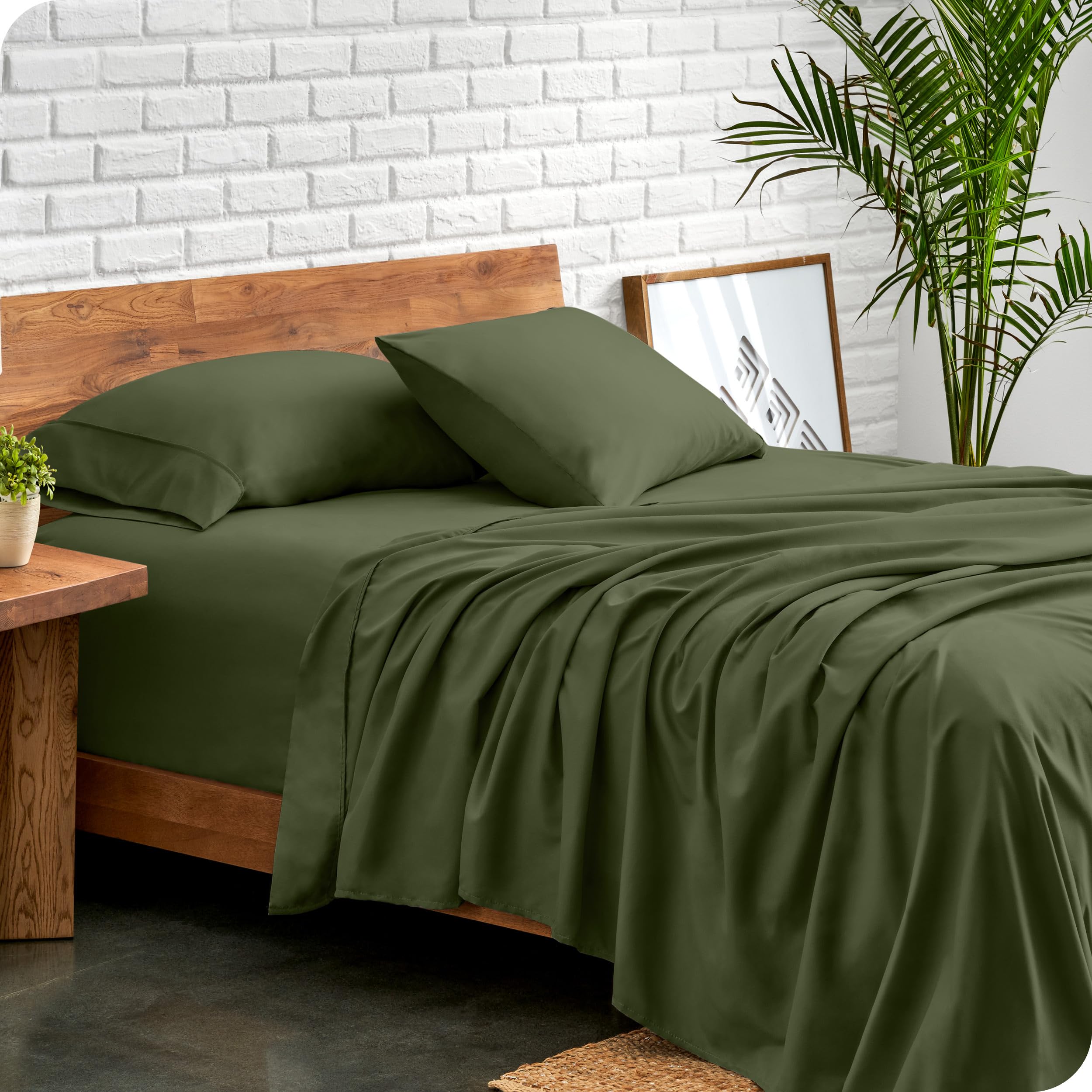 Draps Emperor cyprès en microfibre Bare Home parure de lit 4 pièces