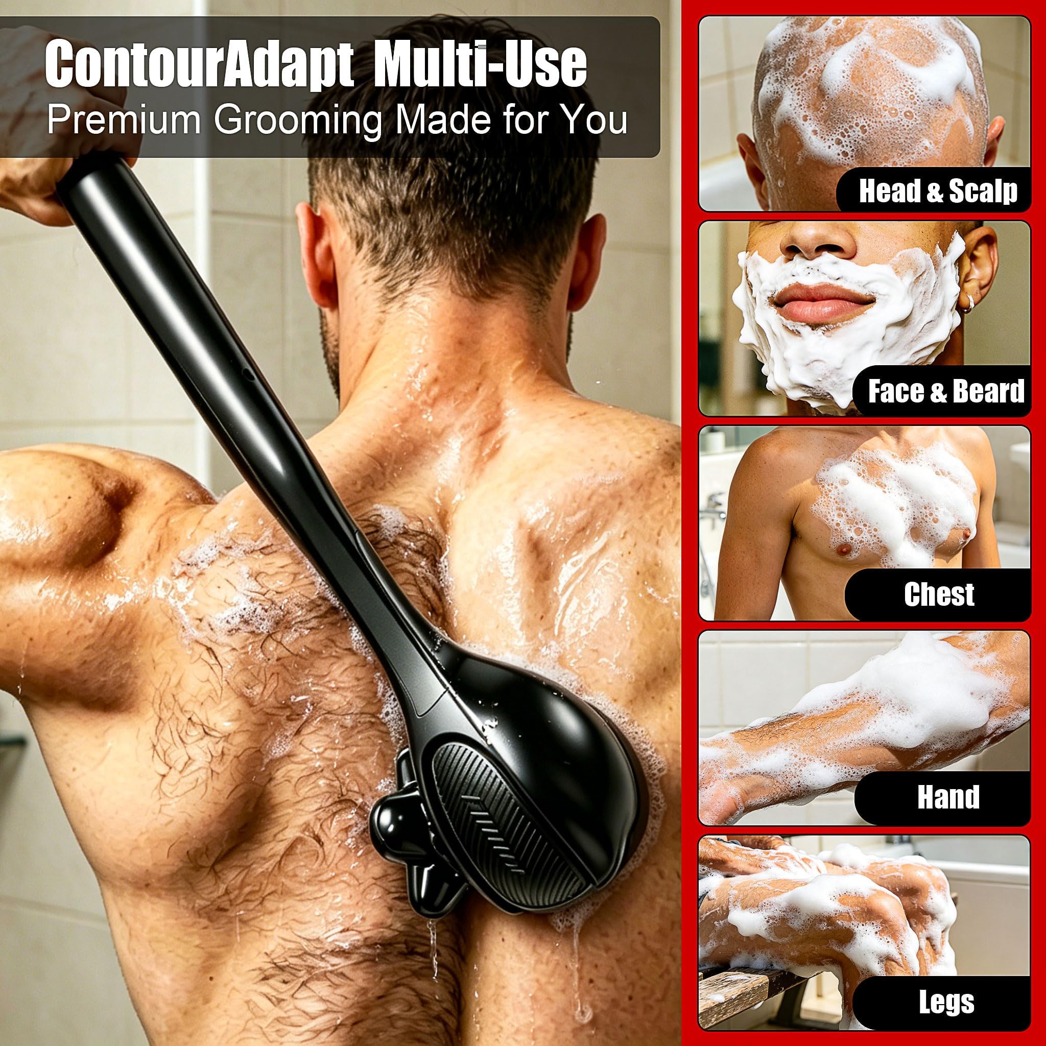Afeitadora de espalda para hombre con mango largo, afeitadoras de espalda para hombre
