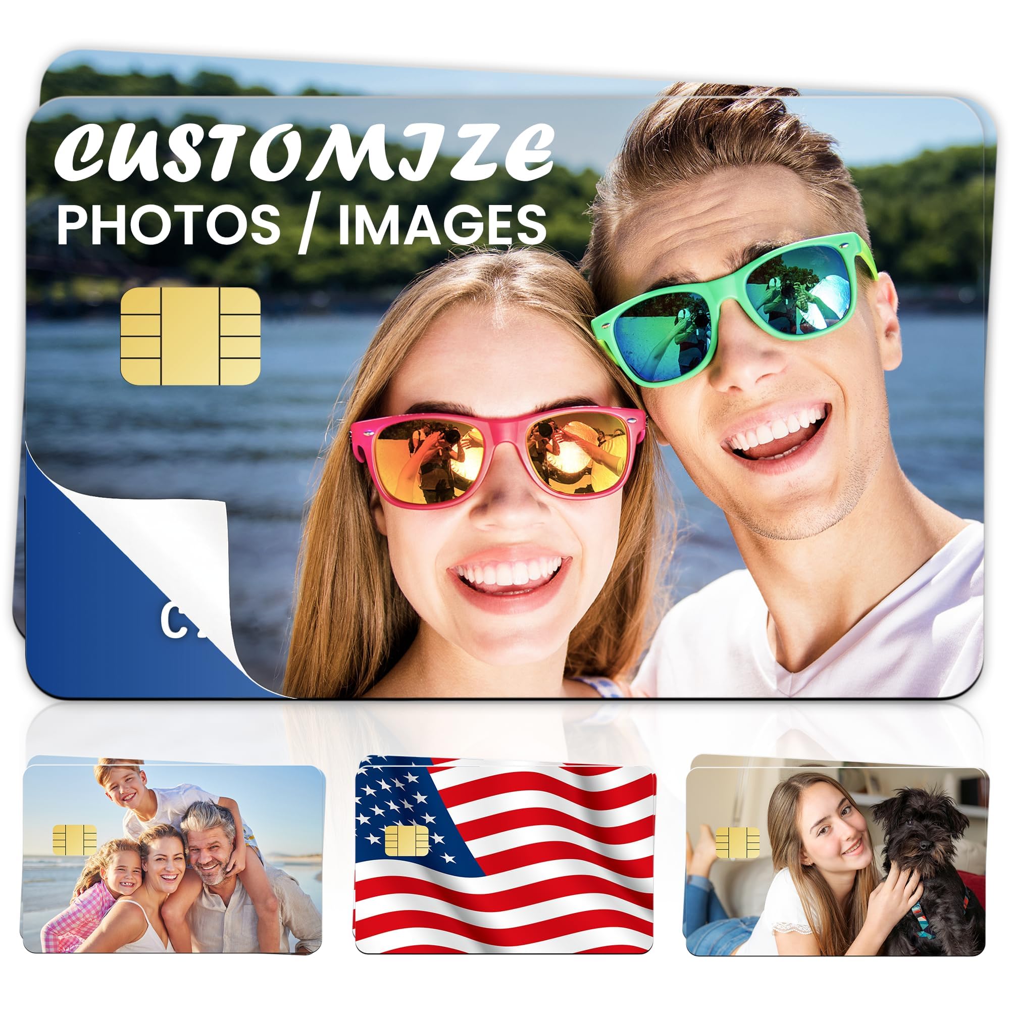 GloryAge Custom Bank Card Sticker, Personalised Debit Card Skin with Photo & Text, Funny Credit Card Vinyl Cover, Waterproof Decal with Precision Chip Hole, Unique Novelty Gift