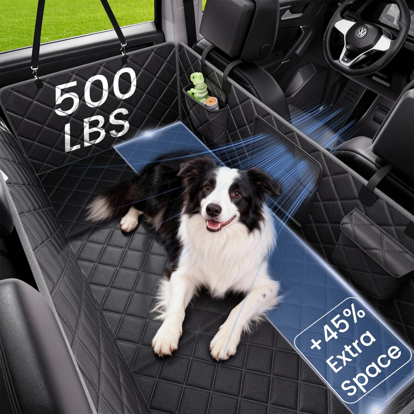 Back Seat Extender for Dogs, Waterproof Dog Car Seat Cover for Back Seat with Hard Bottom, Heavy Duty Dog Hammock for Car,Scratch Proof NonSlip, Upgraded Material, SUV, Sedan Medium Truck, Gray - image 2