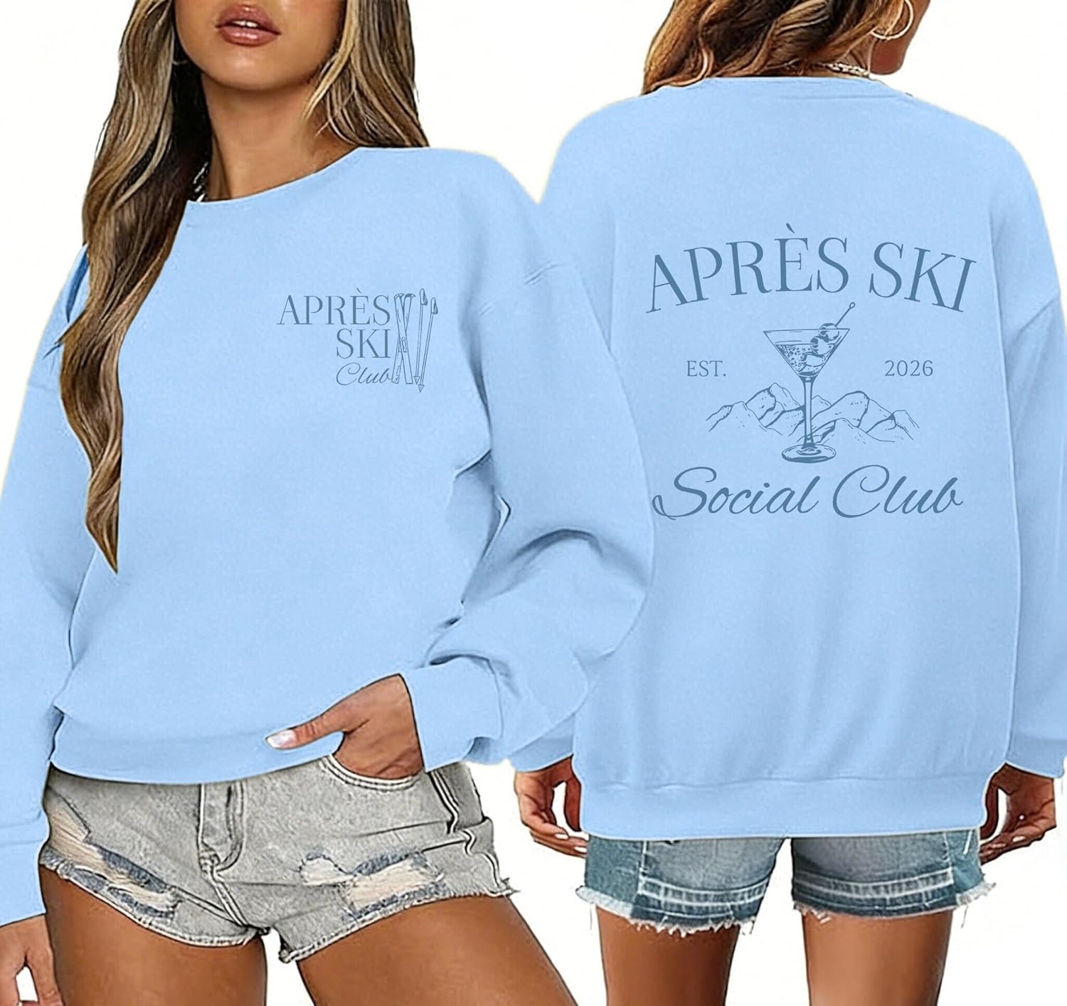 Apres Ski Sweatshirt Women Apres Ski Club Sweater Winter Sport Top Pullover Hoodie Skiing Outfit Women