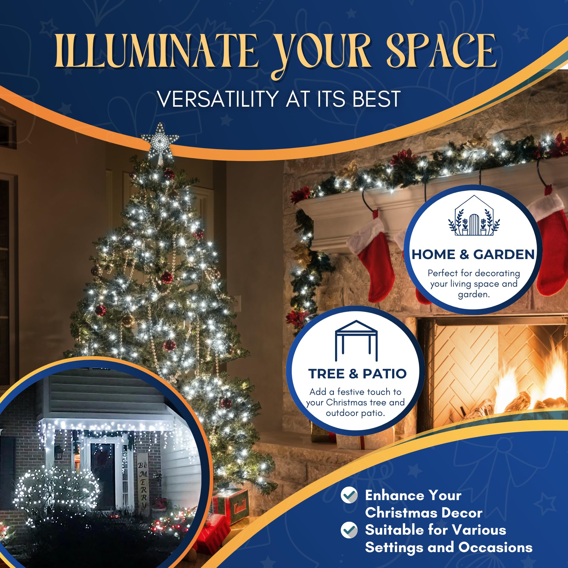 Festive Fix Christmas Tree Lights 20m 200 LED, Mains Powered Fairy String Lights for Indoor & Outdoor Use - Image 2