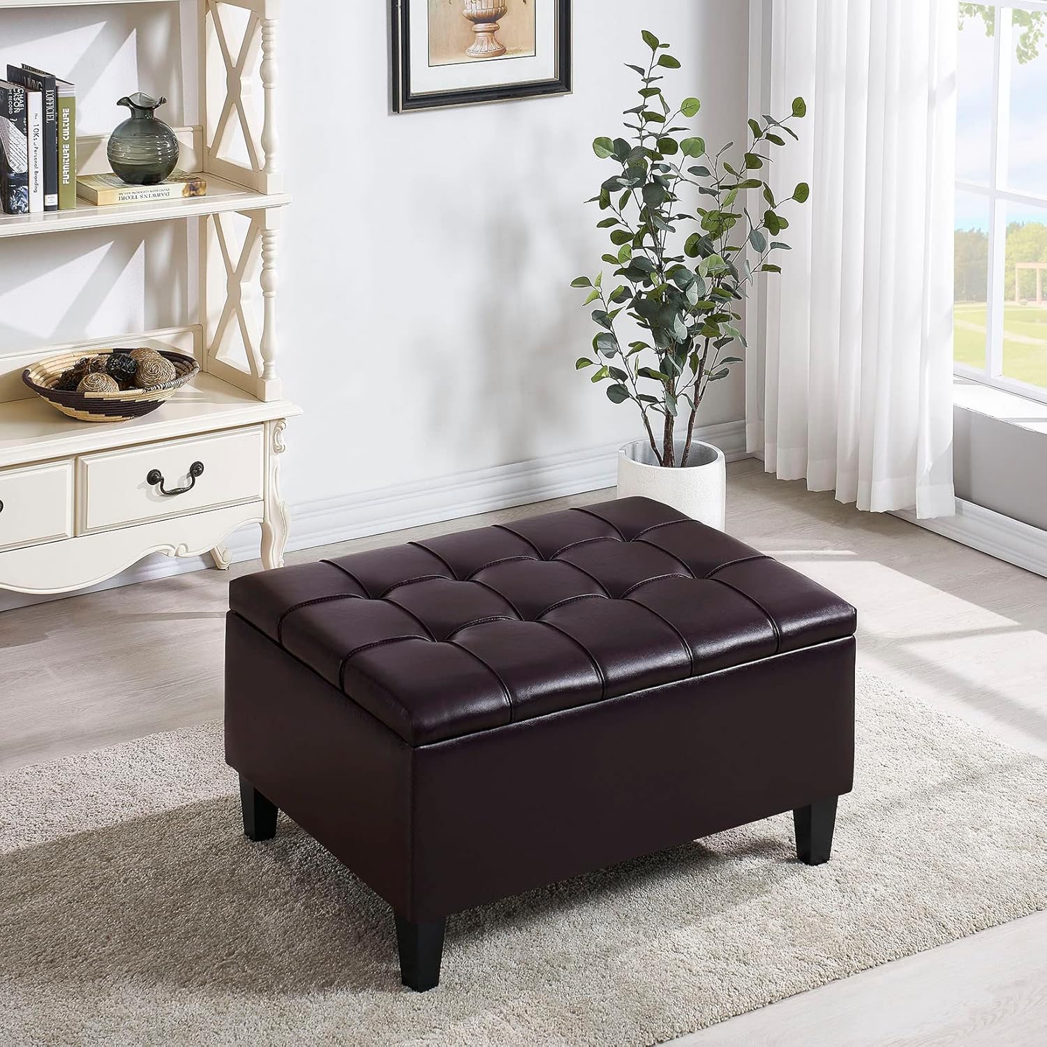 Ottoman with Storage, 34inch Storage Ottoman Bench with